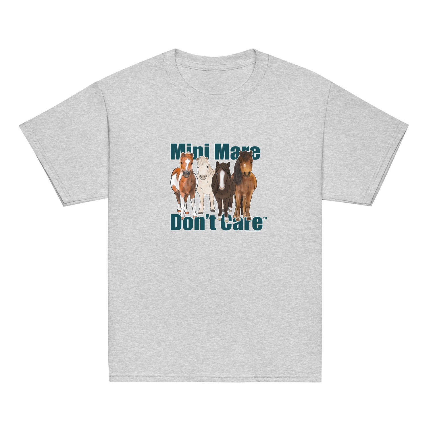 KIDS Mini Mare Don't Care T-Shirt by Katie Van Slyke - Sport Grey