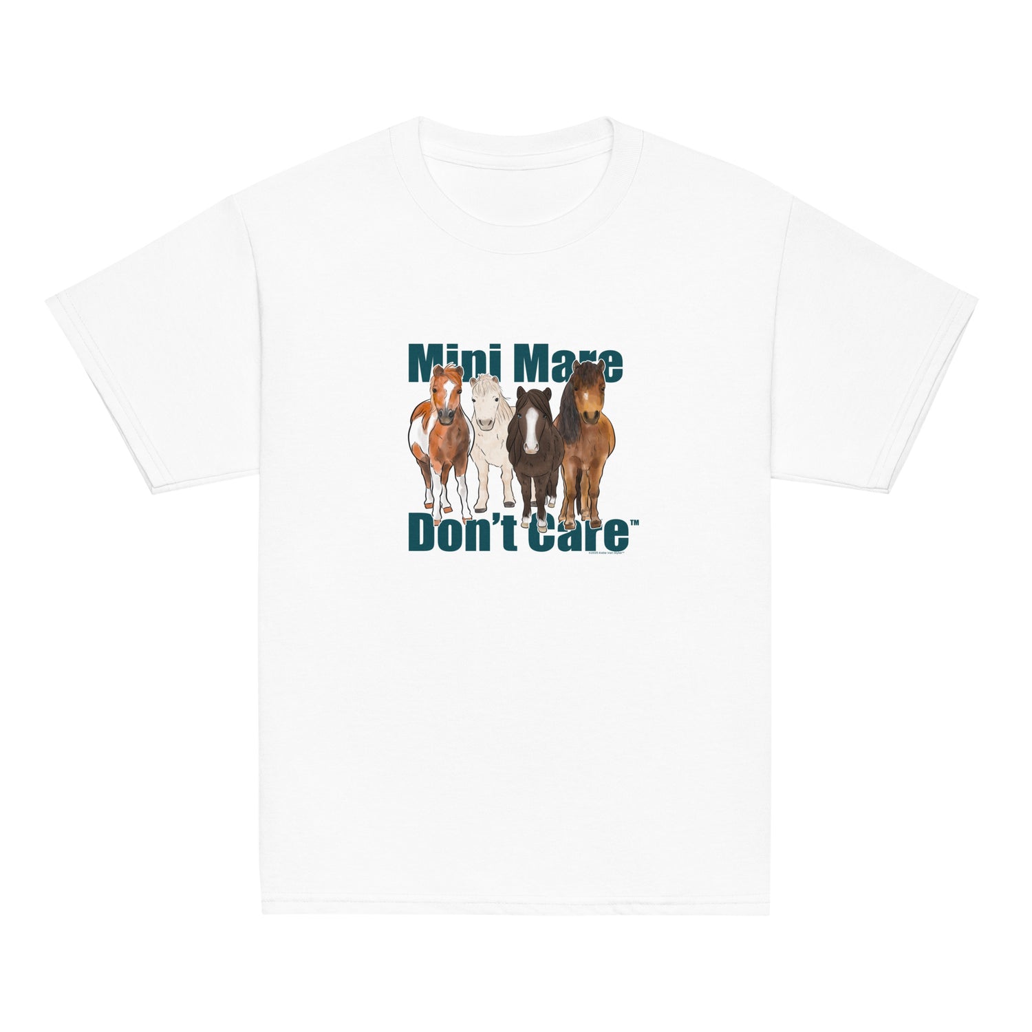 KIDS Mini Mare Don't Care T-Shirt by Katie Van Slyke - White