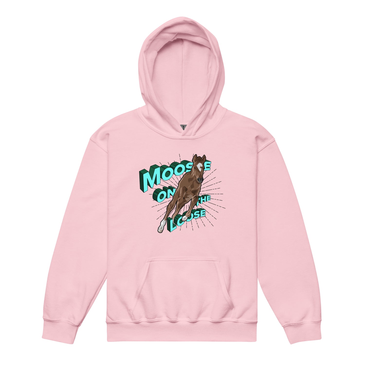 KIDS Moose On The Loose Hoodie by Katie Van Slyke - Light Pink