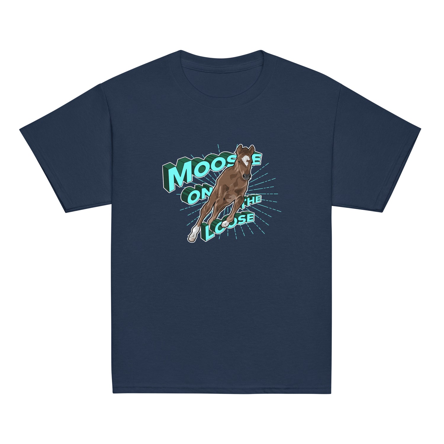 KIDS Moose On The Loose T-Shirt by Katie Van Slyke - Navy