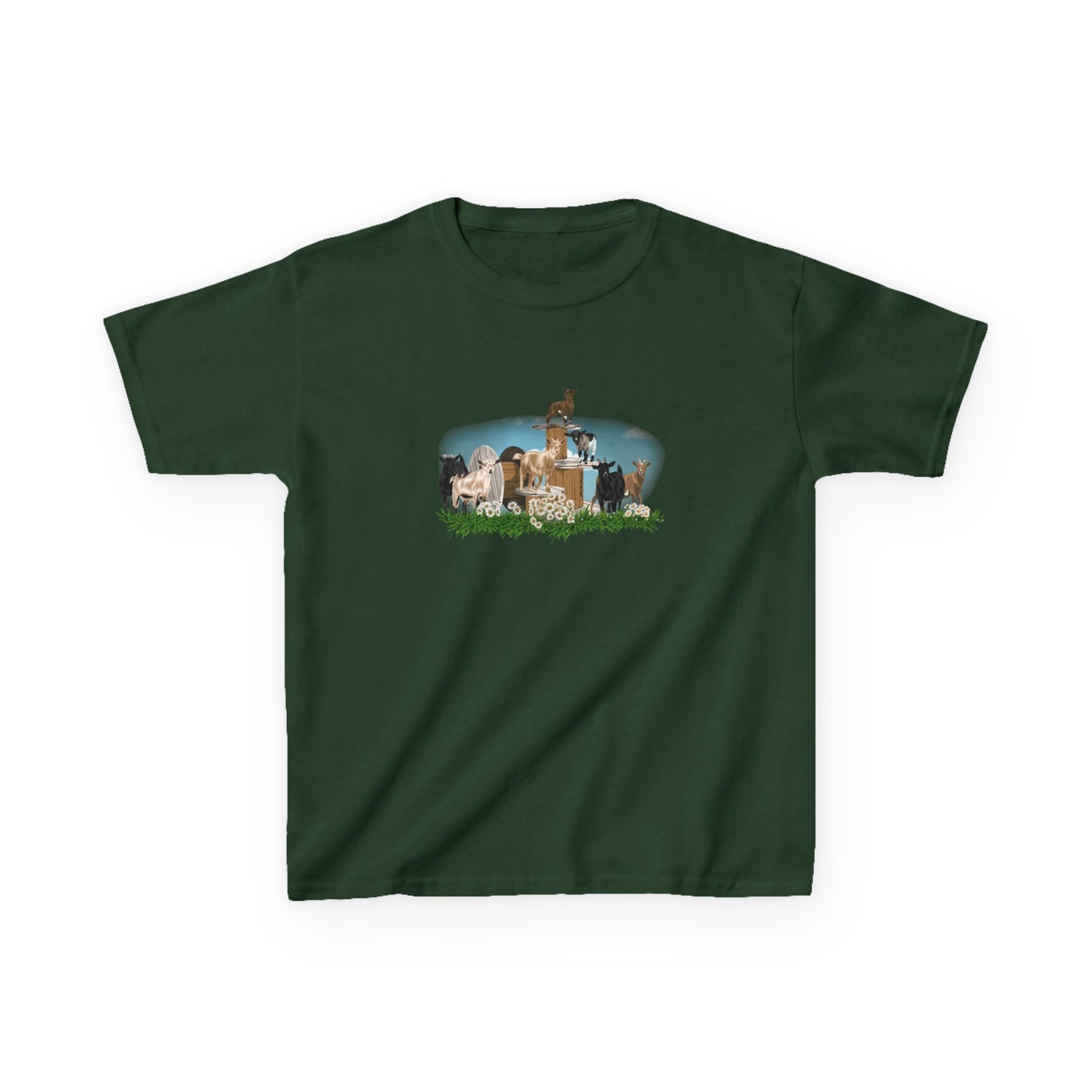 KIDS New Goat Crew T-Shirt by Katie Van Slyke™ Forest Green