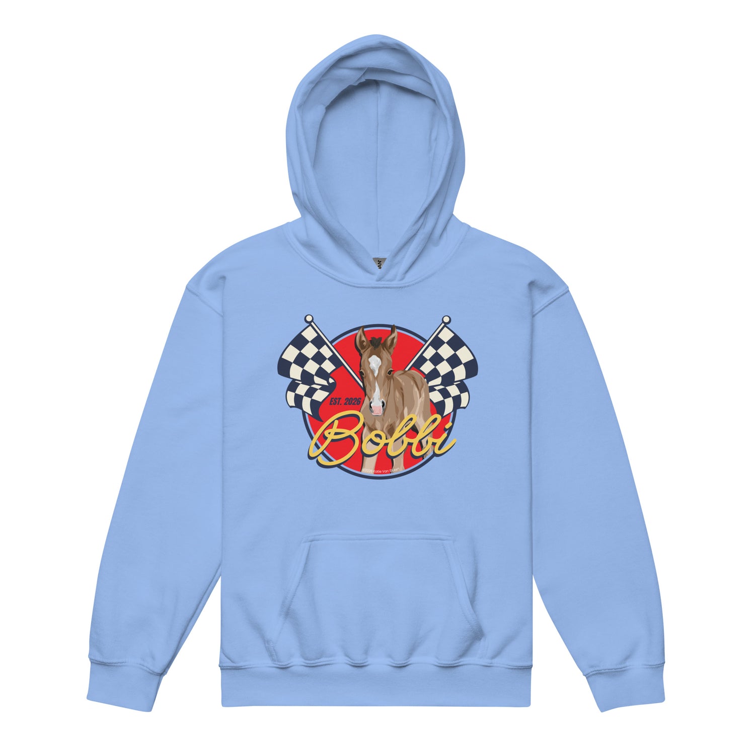 KIDS Racer Bobbi Hoodie by Katie Van Slyke - Carolina Blue