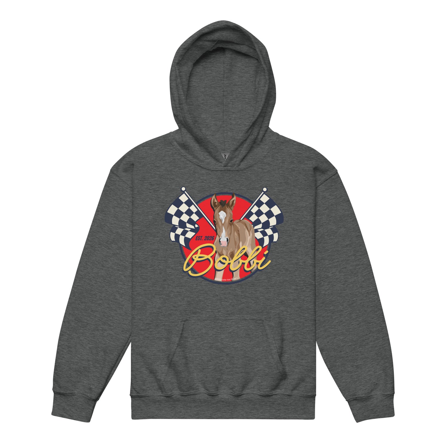 KIDS Racer Bobbi Hoodie by Katie Van Slyke - Dark Heather