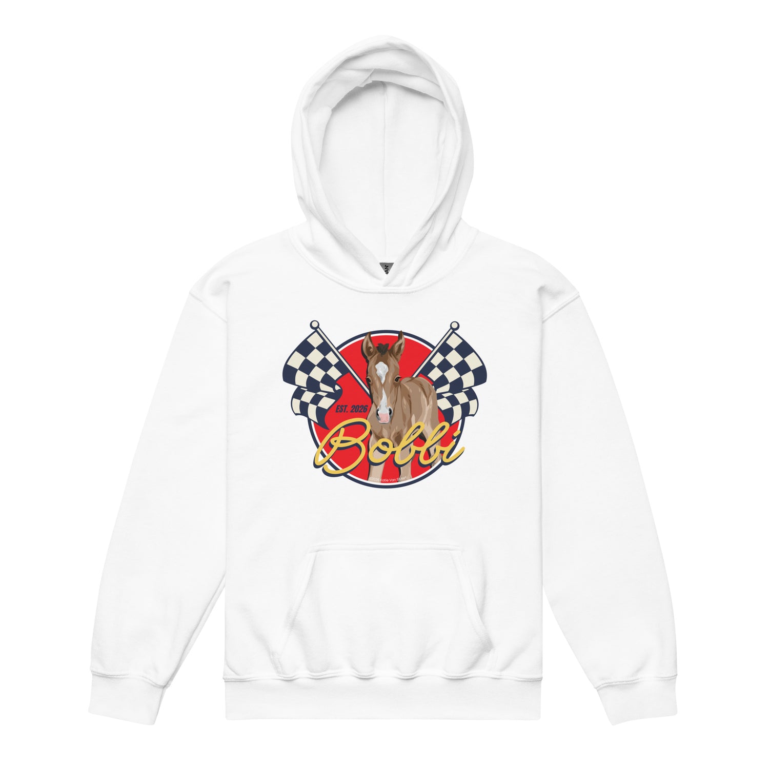 KIDS Racer Bobbi Hoodie by Katie Van Slyke - White