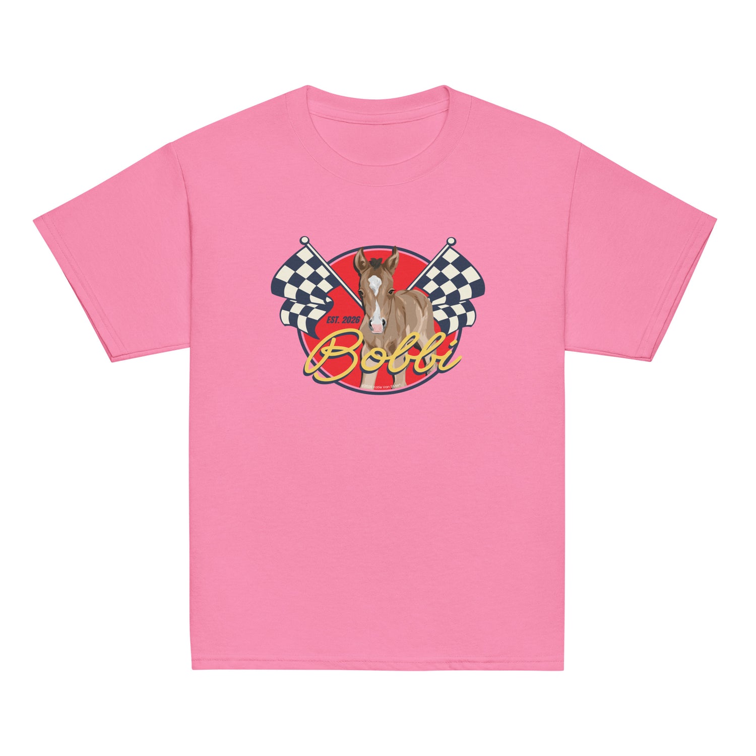 KIDS Racer Bobbi T-Shirt by Katie Van Slyke - Azalea