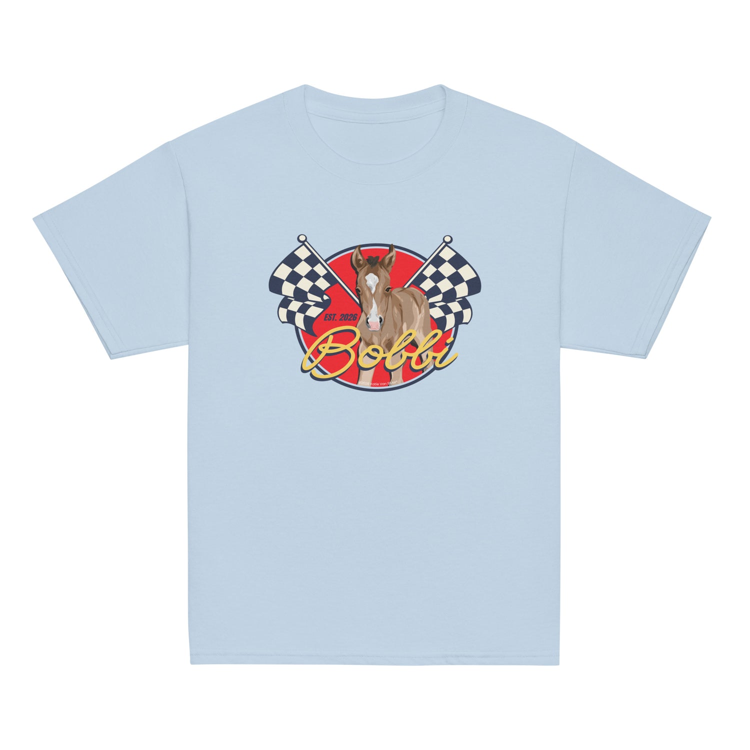 KIDS Racer Bobbi T-Shirt by Katie Van Slyke - Light Blue
