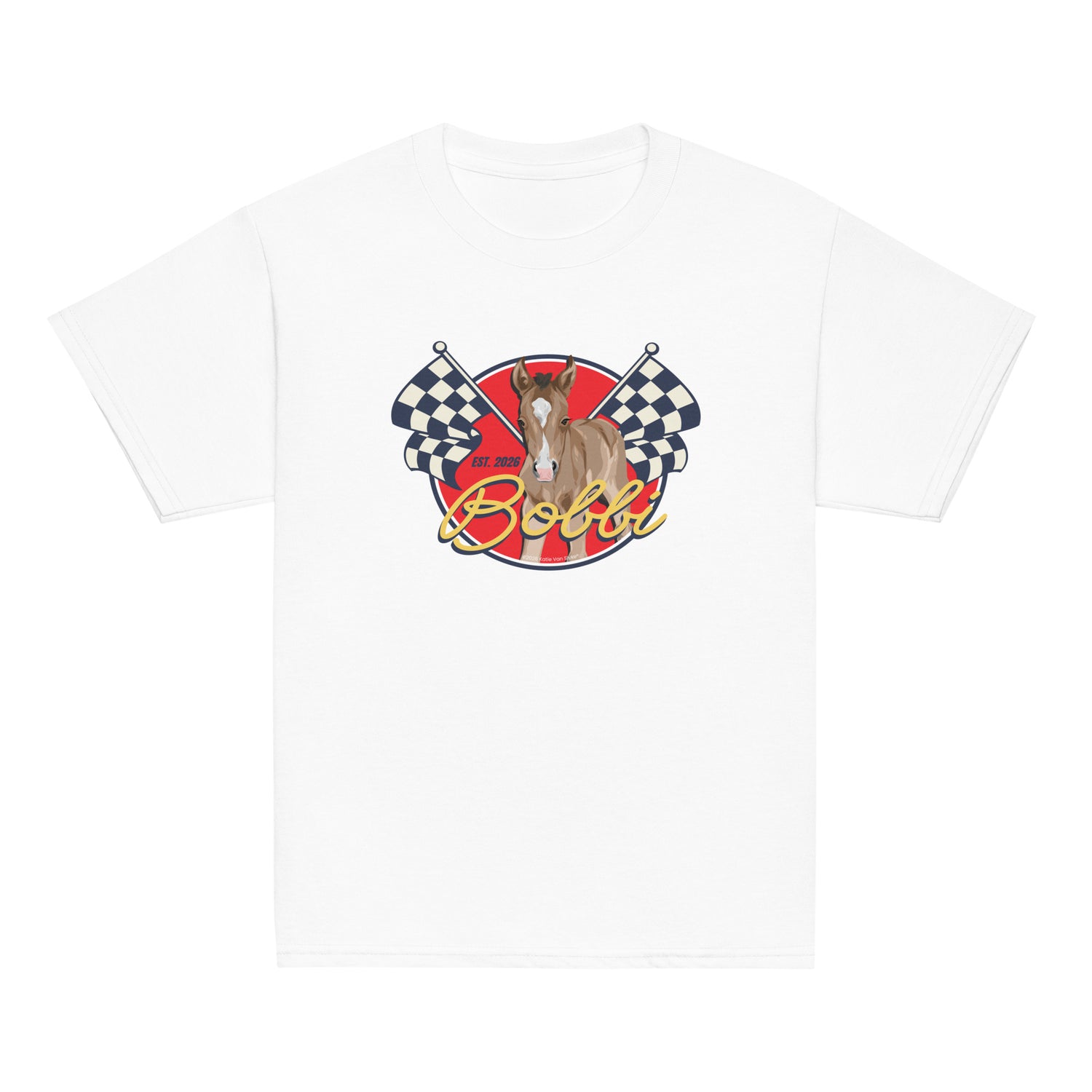 KIDS Racer Bobbi T-Shirt by Katie Van Slyke - White
