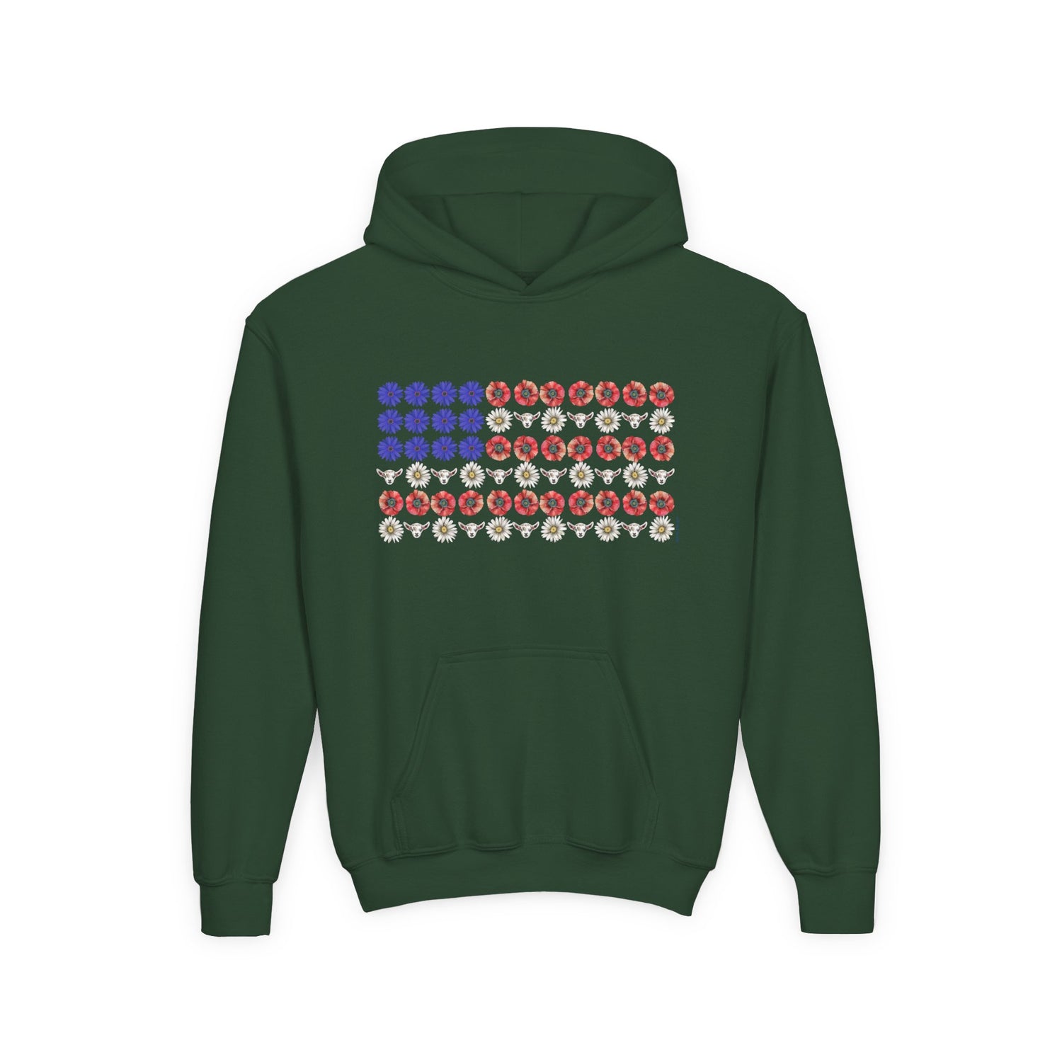KIDS Stars, Stripes, and Goats Hoodie by Katie Van Slyke™ Forest Green