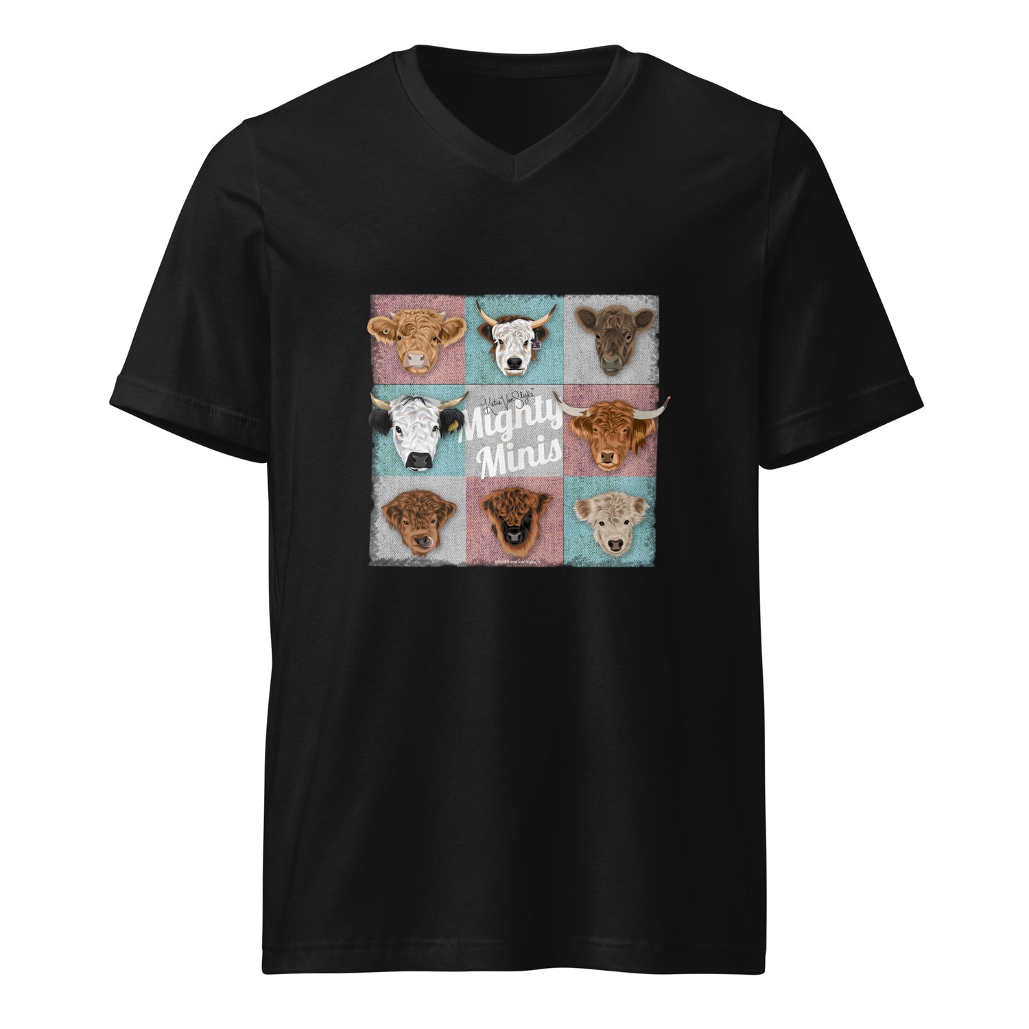 Mighty Minis V-Neck T-Shirt by Katie Van Slyke - Black