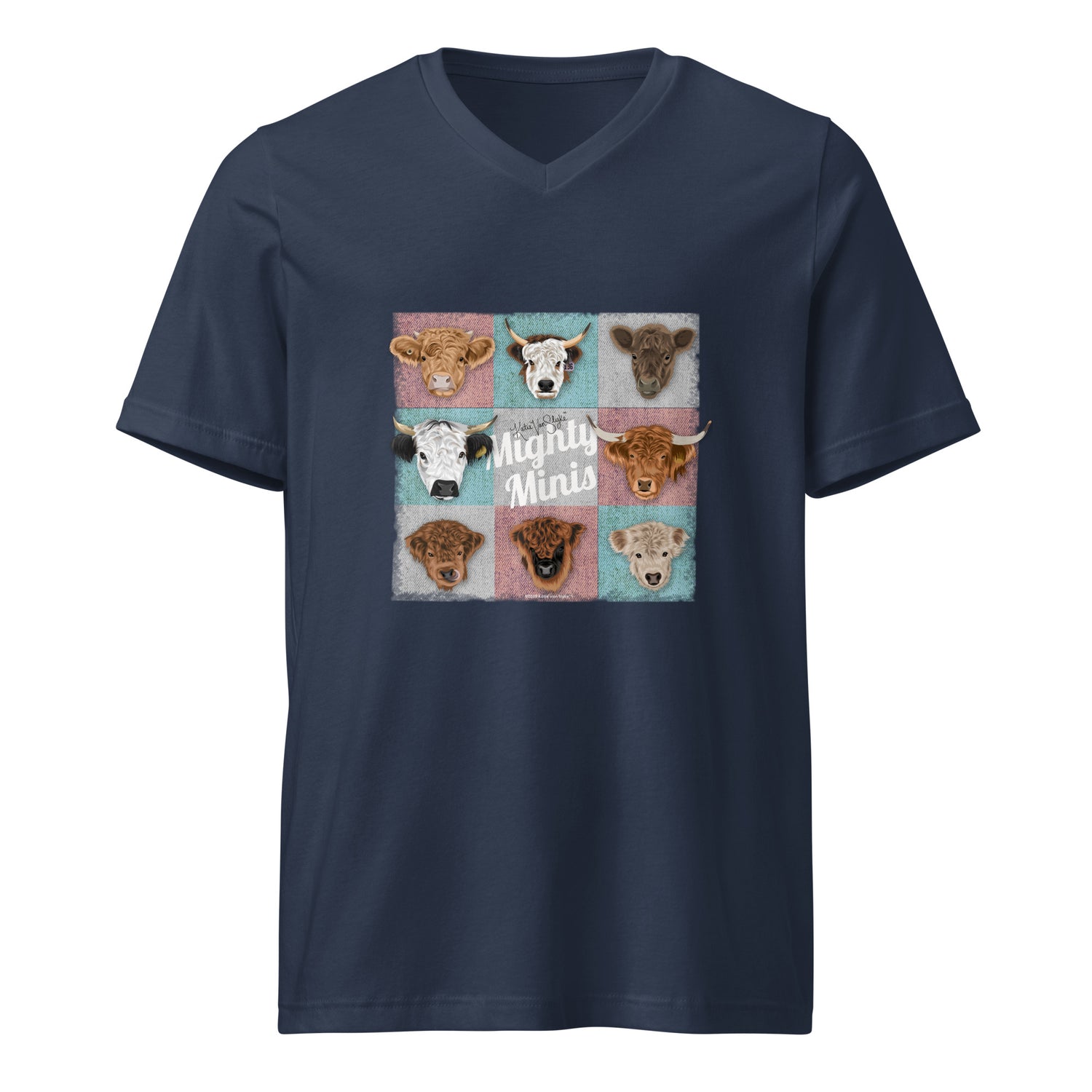 Mighty Minis V-Neck T-Shirt by Katie Van Slyke - Navy