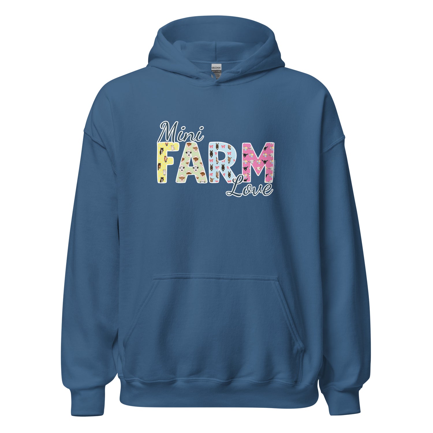 Mini Farm Love Hoodie by Katie Van Slyke - Indigo Blue
