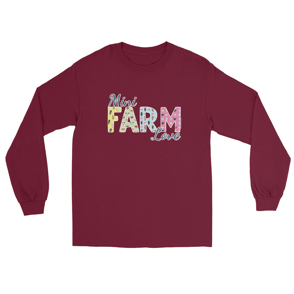 Mini Farm Love Long Sleeve T-Shirt by Katie Van Slyke - Maroon