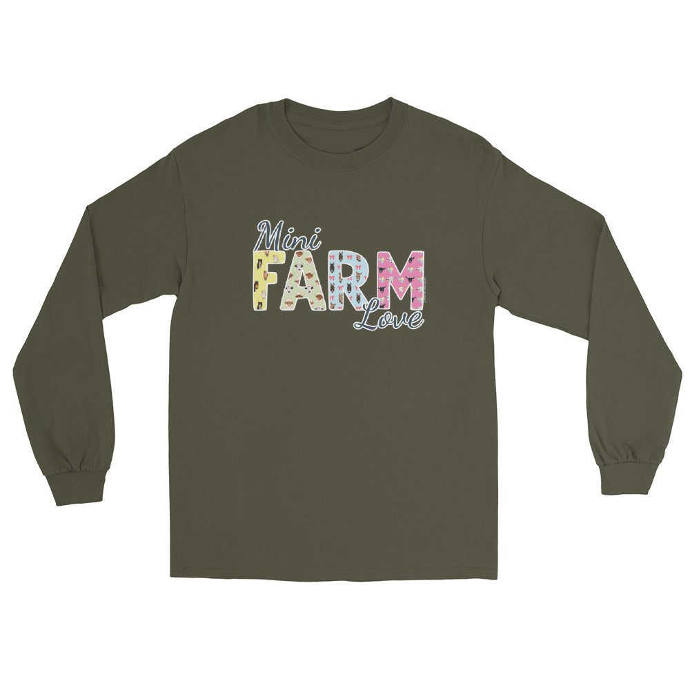 Mini Farm Love Long Sleeve T-Shirt by Katie Van Slyke - Military Green