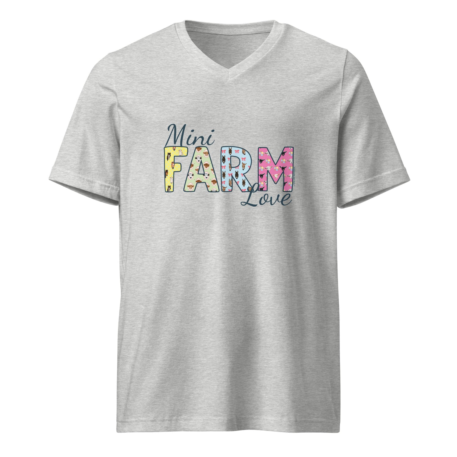 Mini Farm Love V-Neck T-Shirt by Katie Van Slyke - Athletic Heather