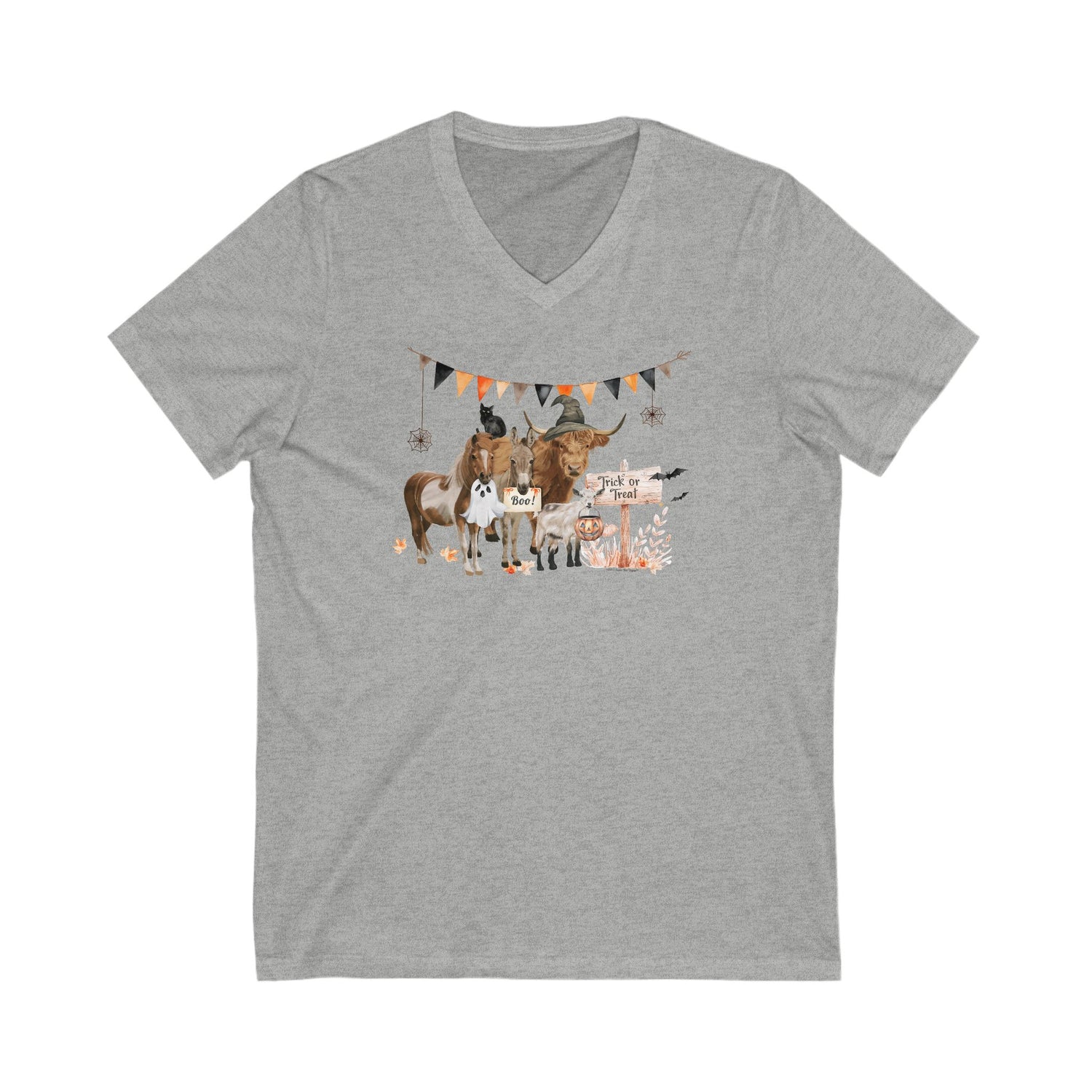 Mini Halloween V-Neck T-Shirt by Katie Van Slykeâ„¢ Sport Grey