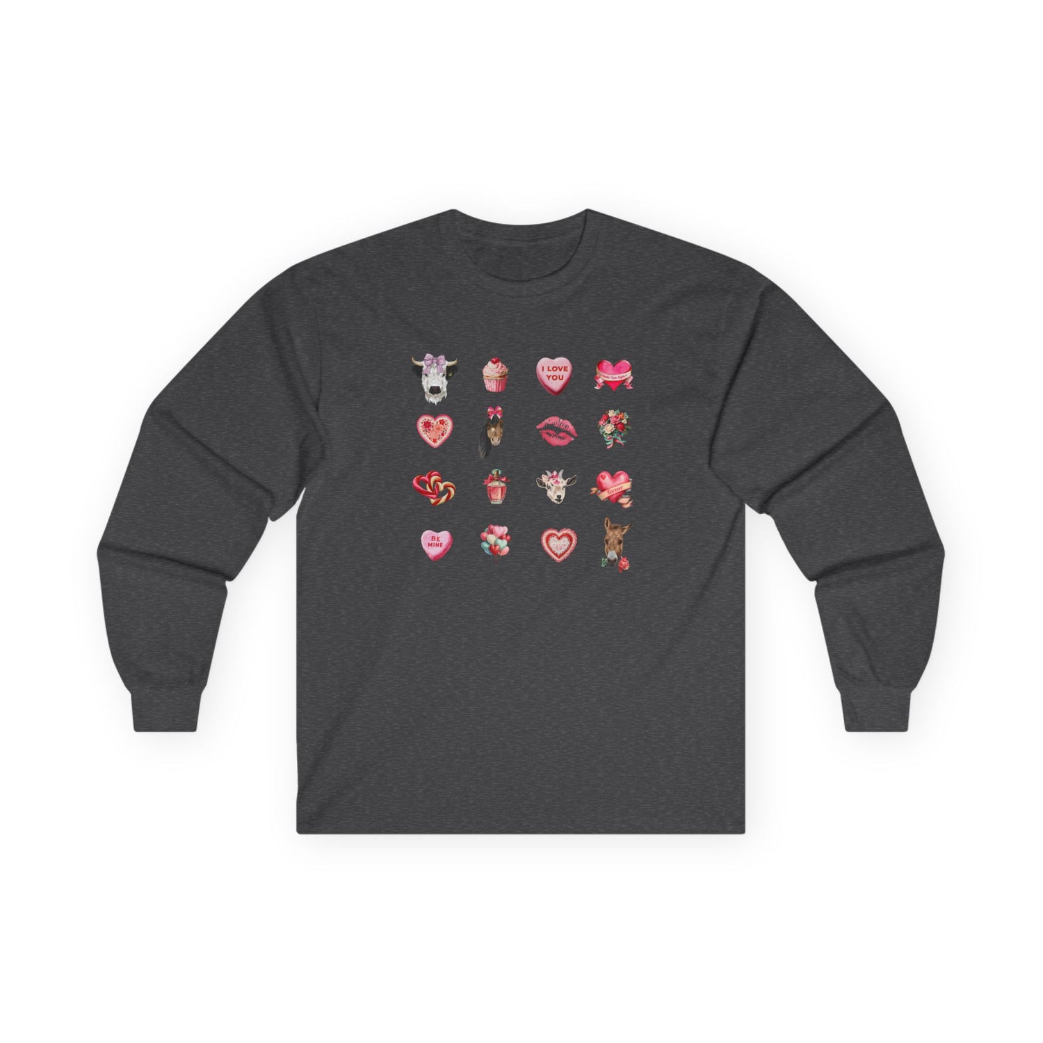 Mini Kisses Long Sleeve T-Shirt by Katie Van Slyke® Dark Heather