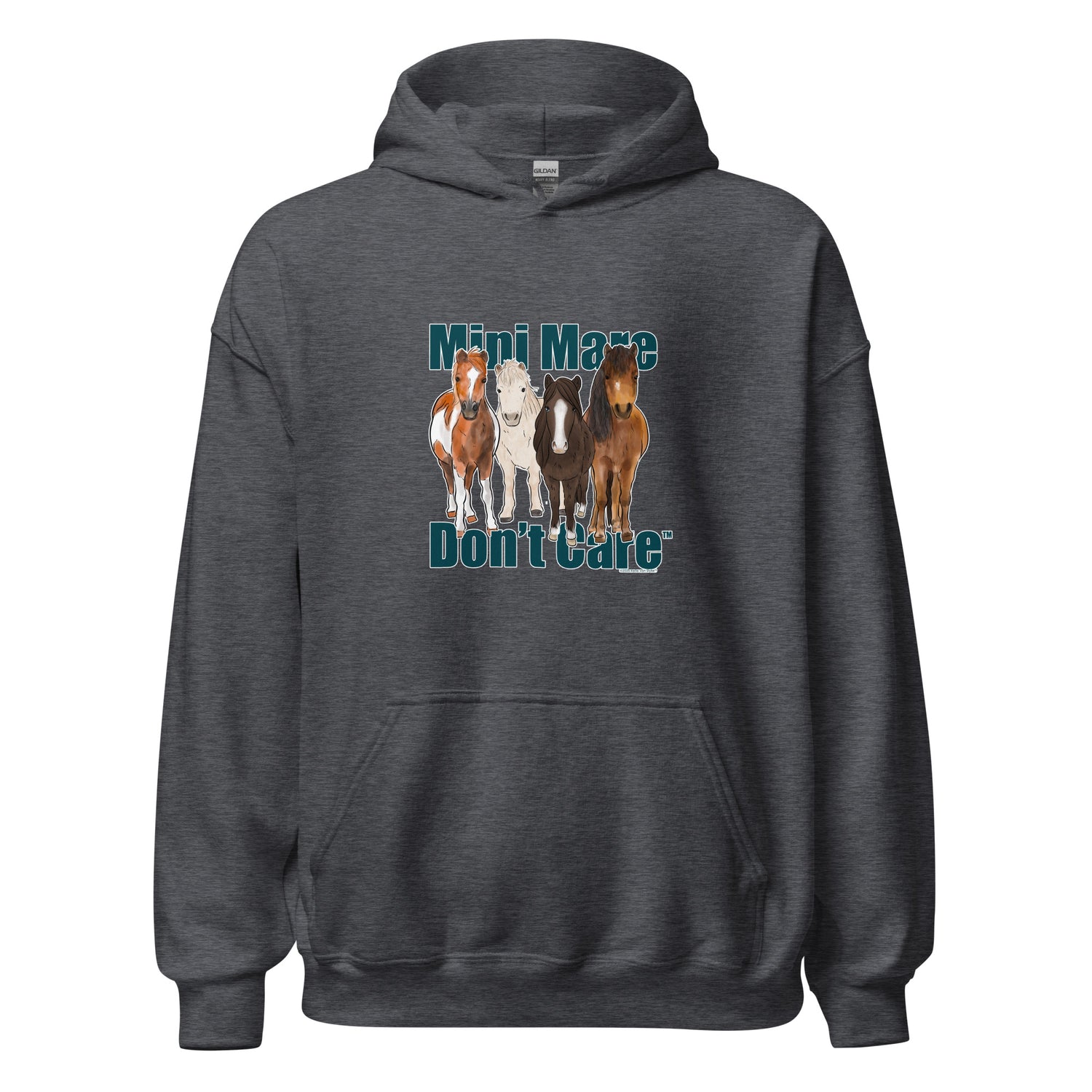 Mini Mare Don't Care Hoodie by Katie Van Slyke - Dark Heather