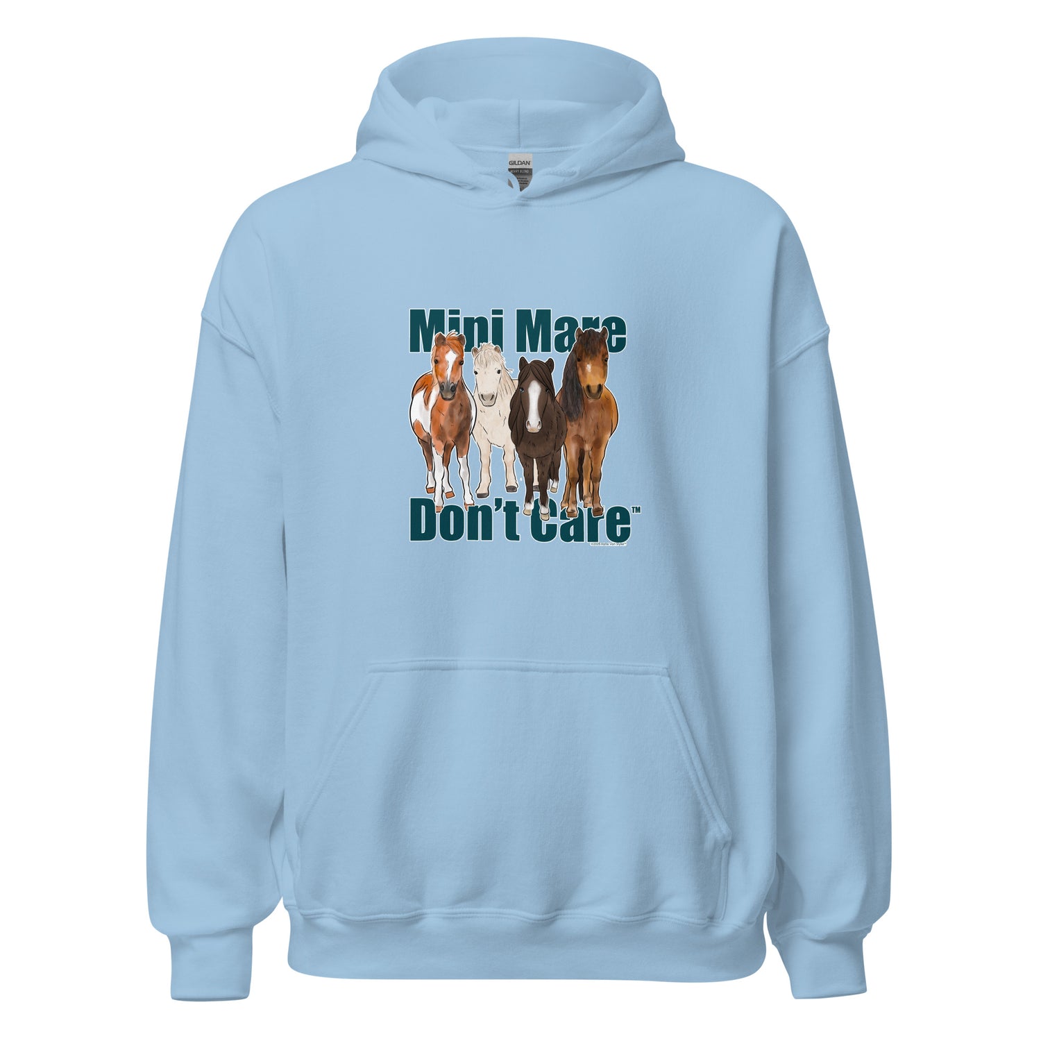 Mini Mare Don't Care Hoodie by Katie Van Slyke - Light Blue