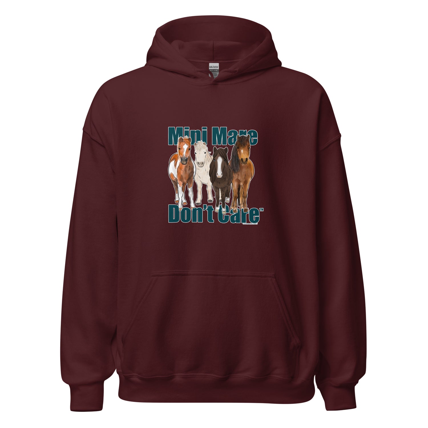 Mini Mare Don't Care Hoodie by Katie Van Slyke - Maroon