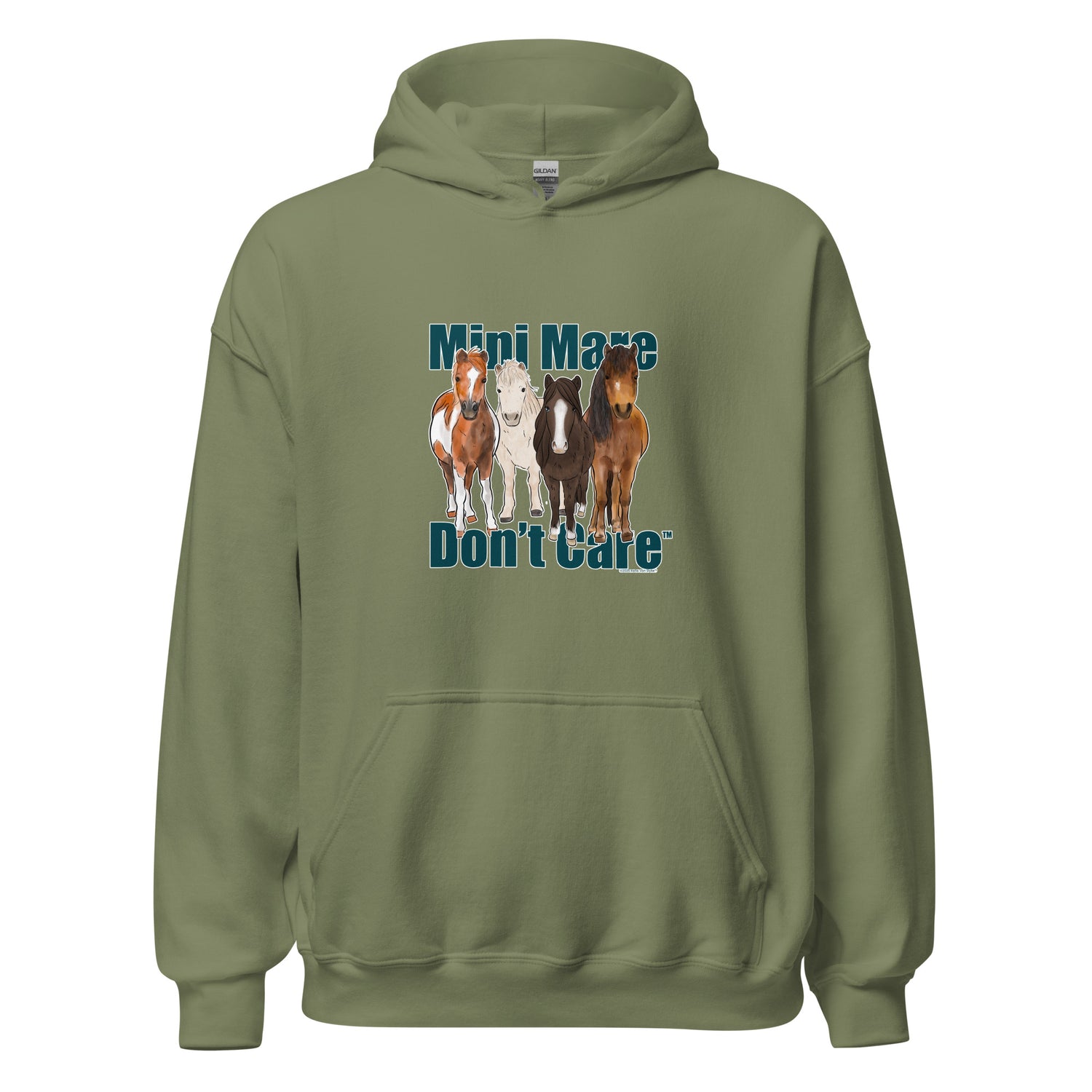 Mini Mare Don't Care Hoodie by Katie Van Slyke - Military Green