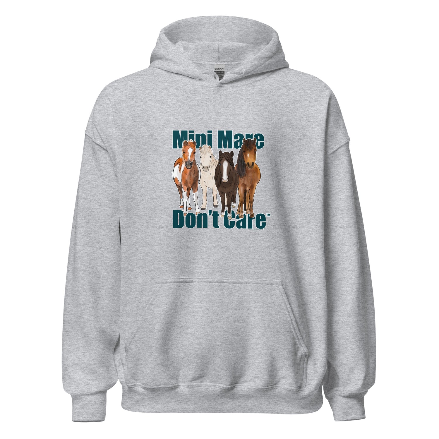 Mini Mare Don't Care Hoodie by Katie Van Slyke - Sport Grey
