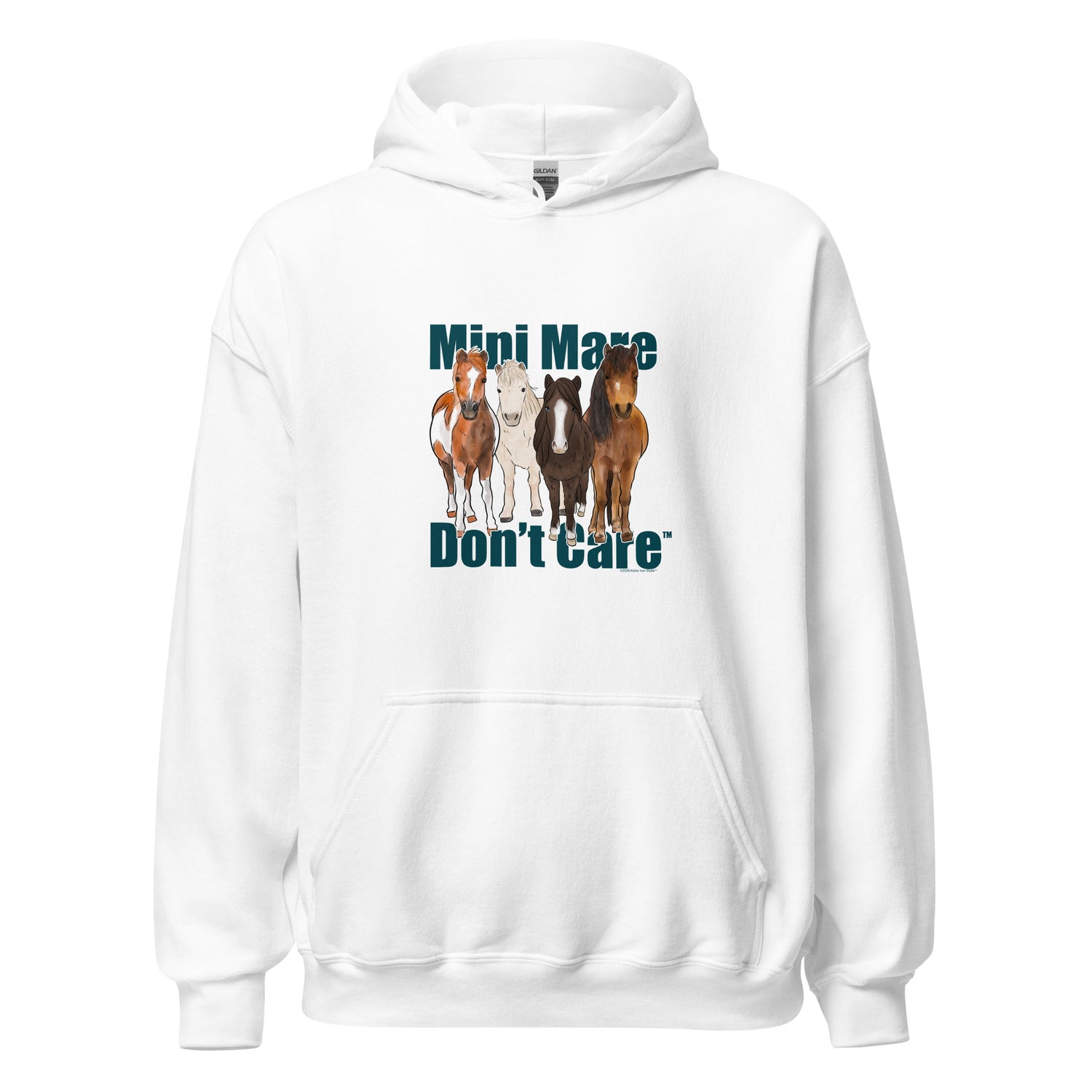 Mini Mare Don't Care Hoodie by Katie Van Slyke - White