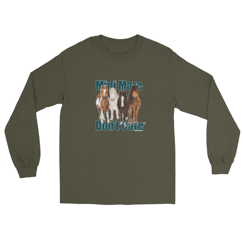 Mini Mare Don't Care Long Sleeve T-Shirt by Katie Van Slyke - Military Green