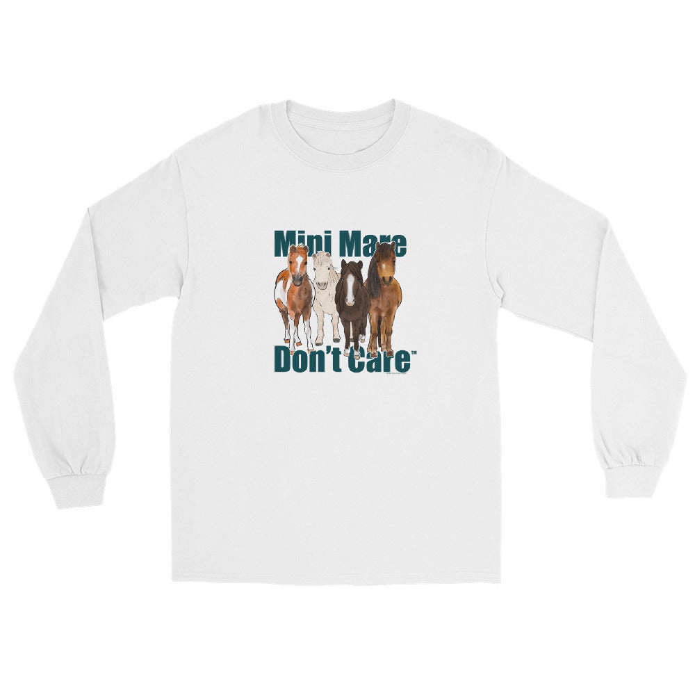 Mini Mare Don't Care Long Sleeve T-Shirt by Katie Van Slyke - White
