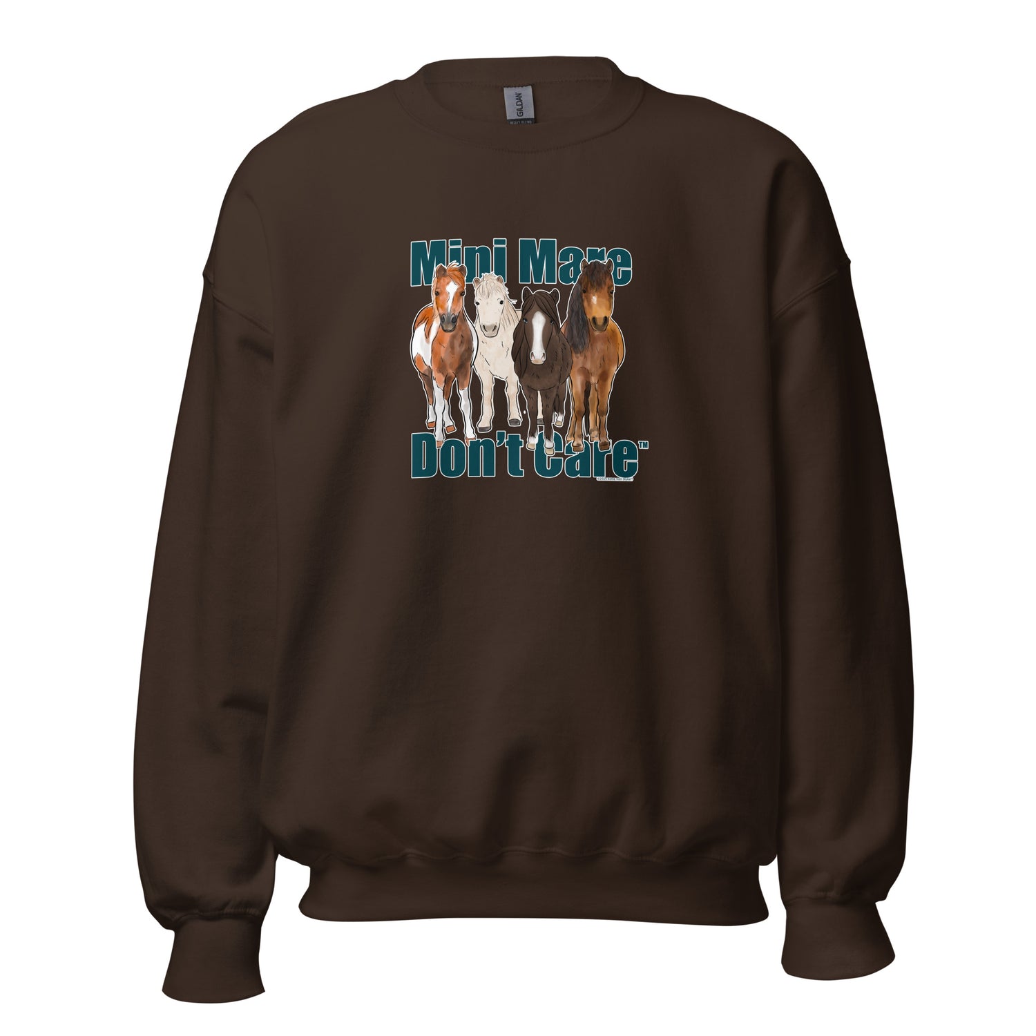 Mini Mare Don't Care Sweatshirt by Katie Van Slyke - Dark Chocolate