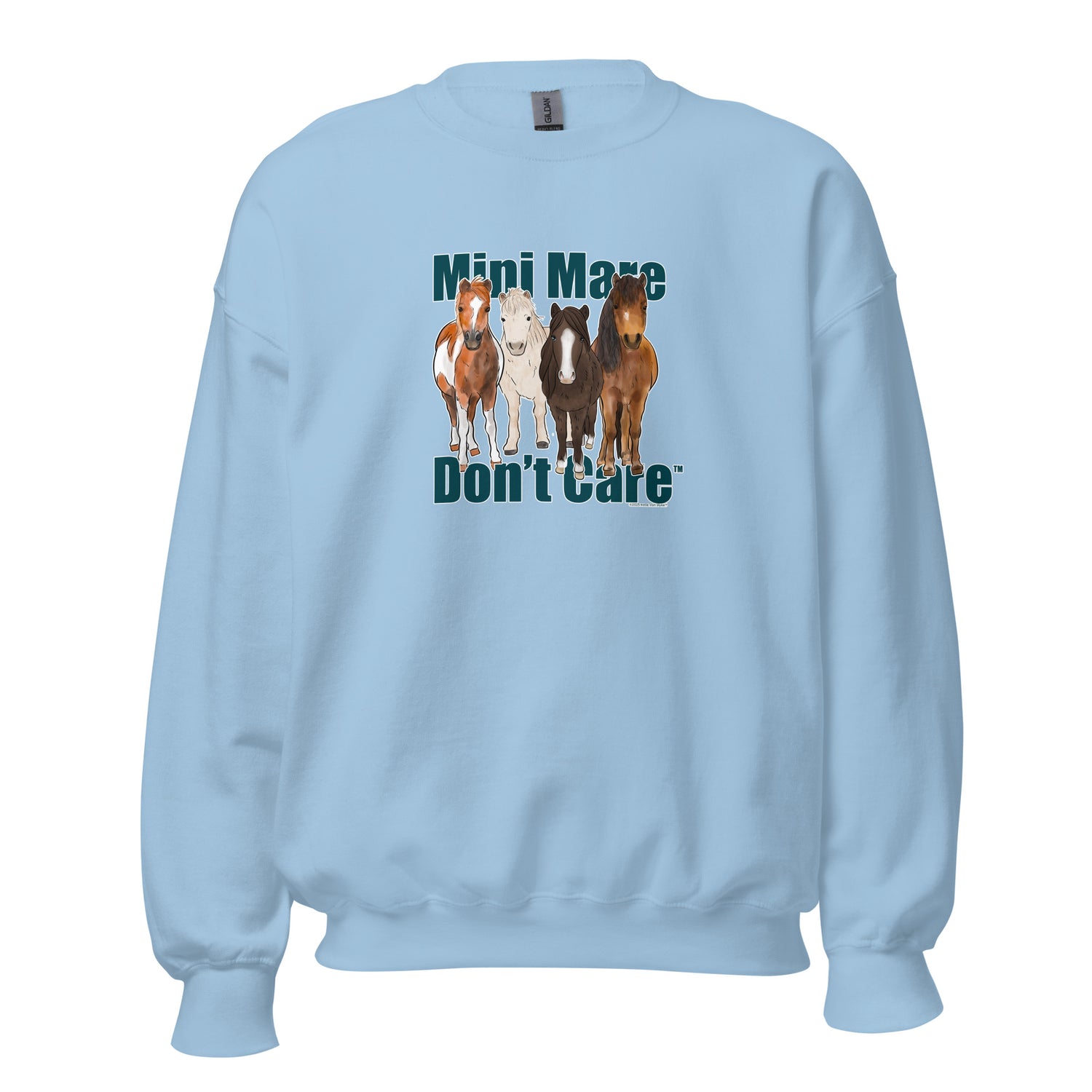 Mini Mare Don't Care Sweatshirt by Katie Van Slyke - Light Blue