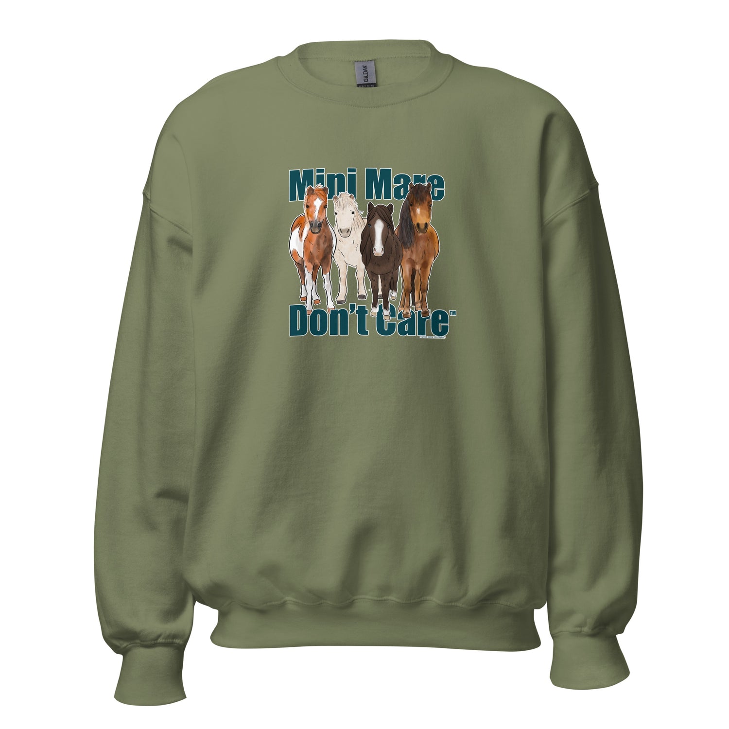 Mini Mare Don't Care Sweatshirt by Katie Van Slyke - Military Green