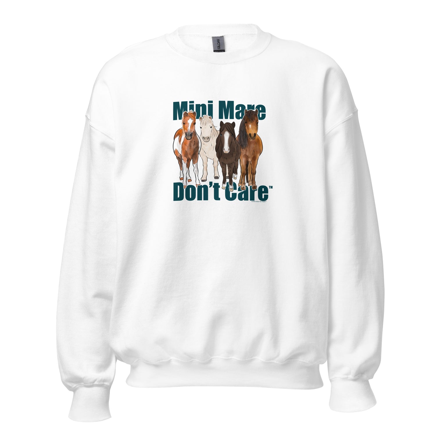 Mini Mare Don't Care Sweatshirt by Katie Van Slyke - White