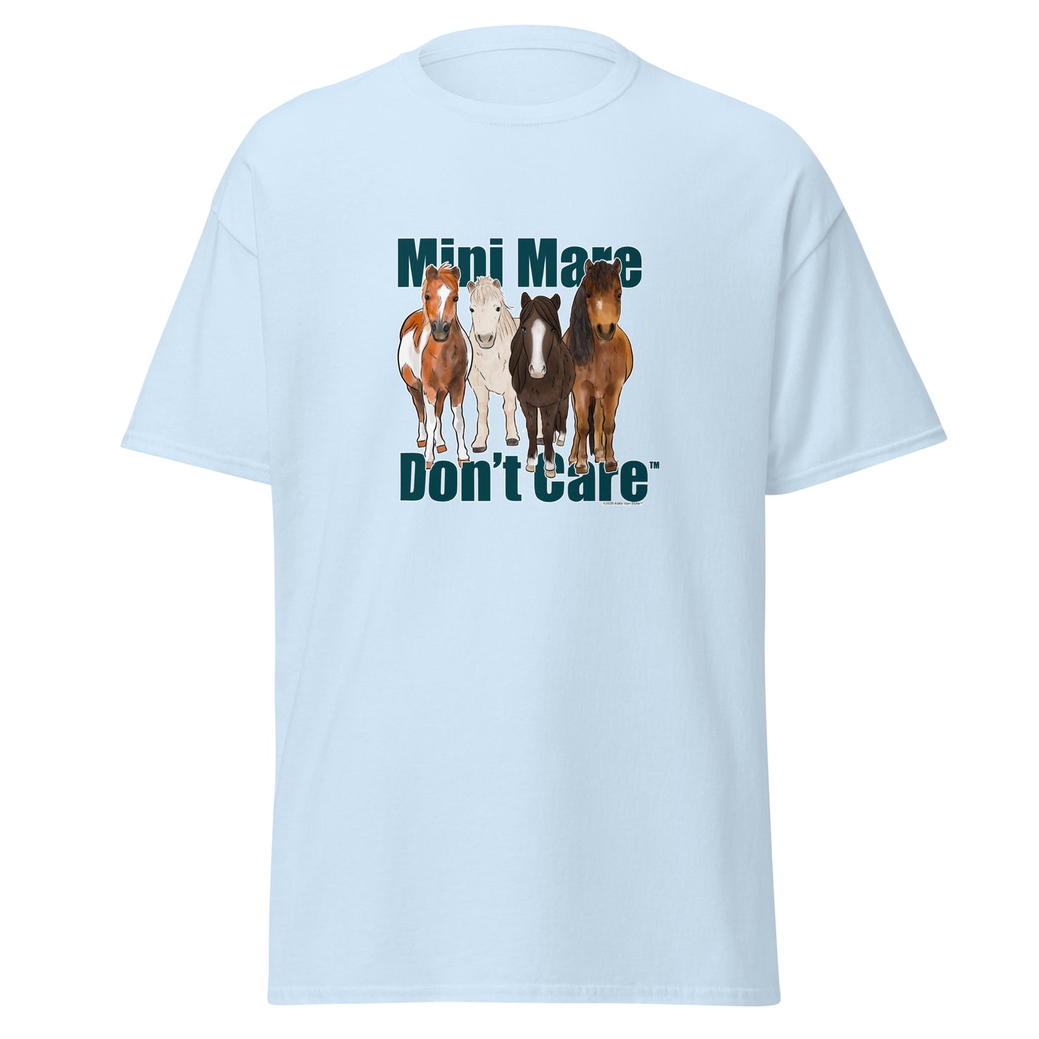 Mini Mare Don't Care T-Shirt by Katie Van Slyke - Light Blue