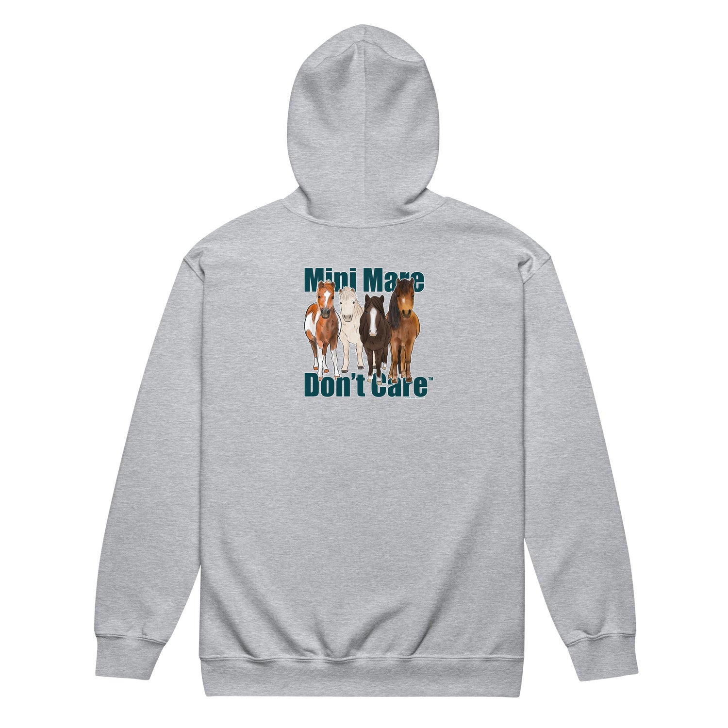 Mini Mare Don't Care Zip-Up Hoodie by Katie Van Slyke - Sport Grey back