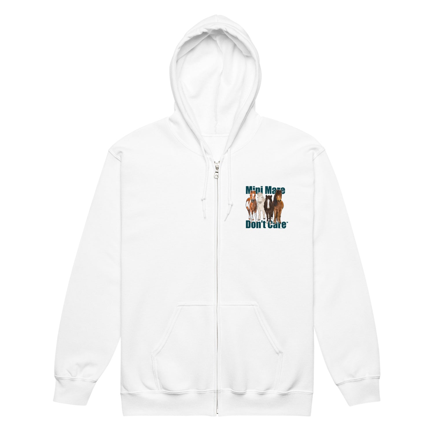 Mini Mare Don't Care Zip-Up Hoodie by Katie Van Slyke - White