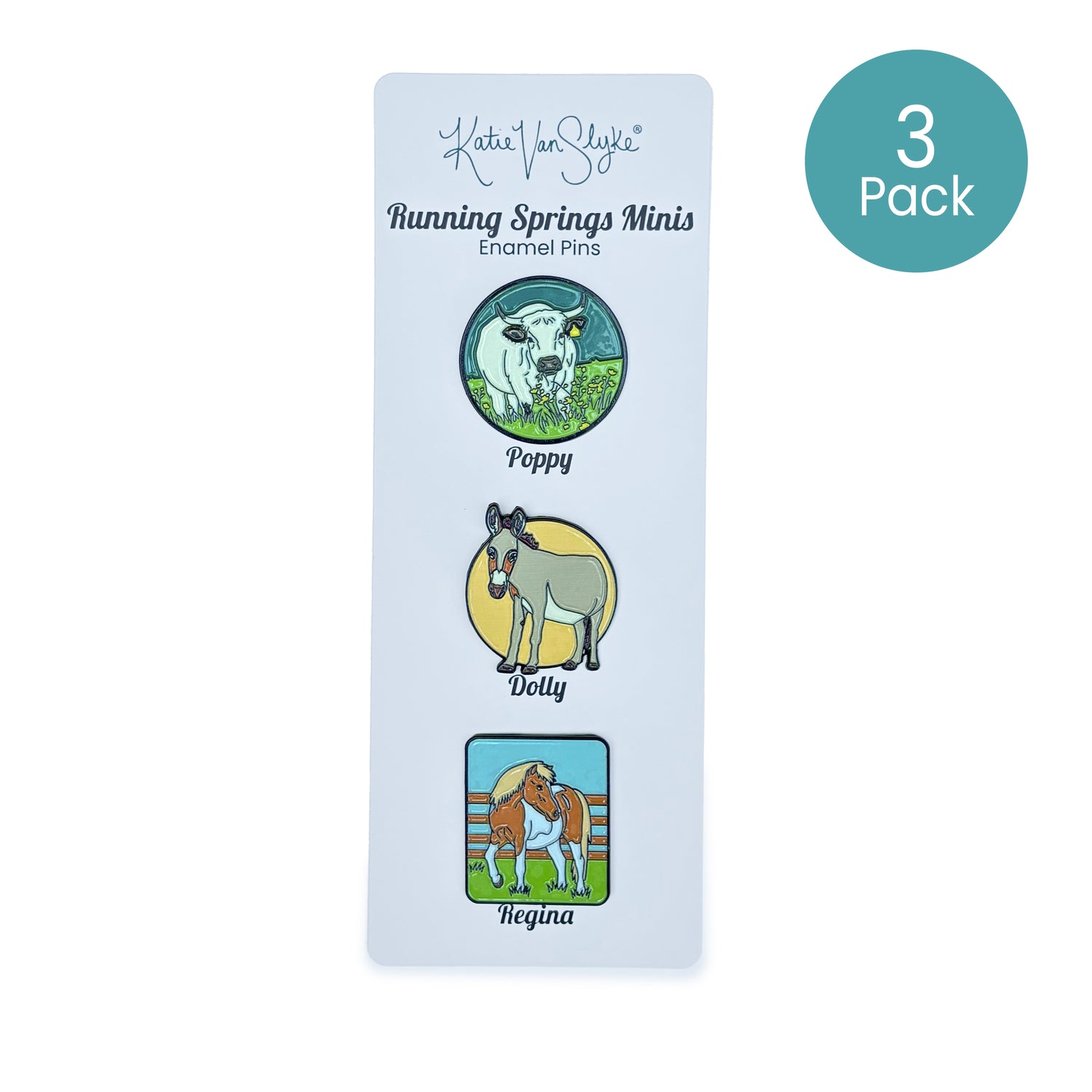 Minis Pins 3-Pack by Katie Van Slyke - on backer card