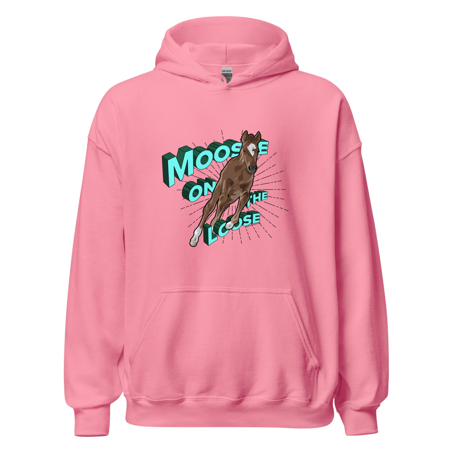 Moose On The Loose Hoodie by Katie Van Slyke - Azalea