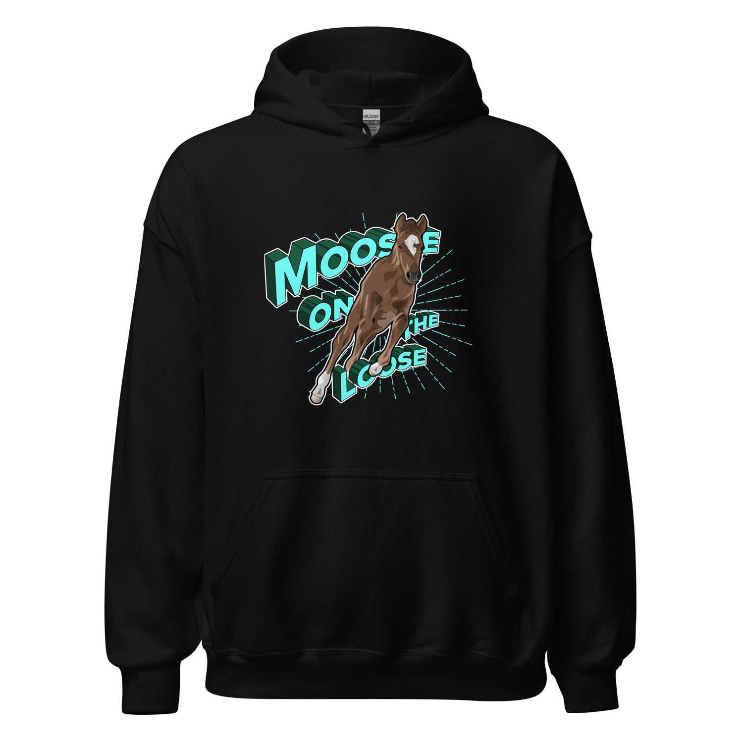Moose On The Loose Hoodie by Katie Van Slyke - Black