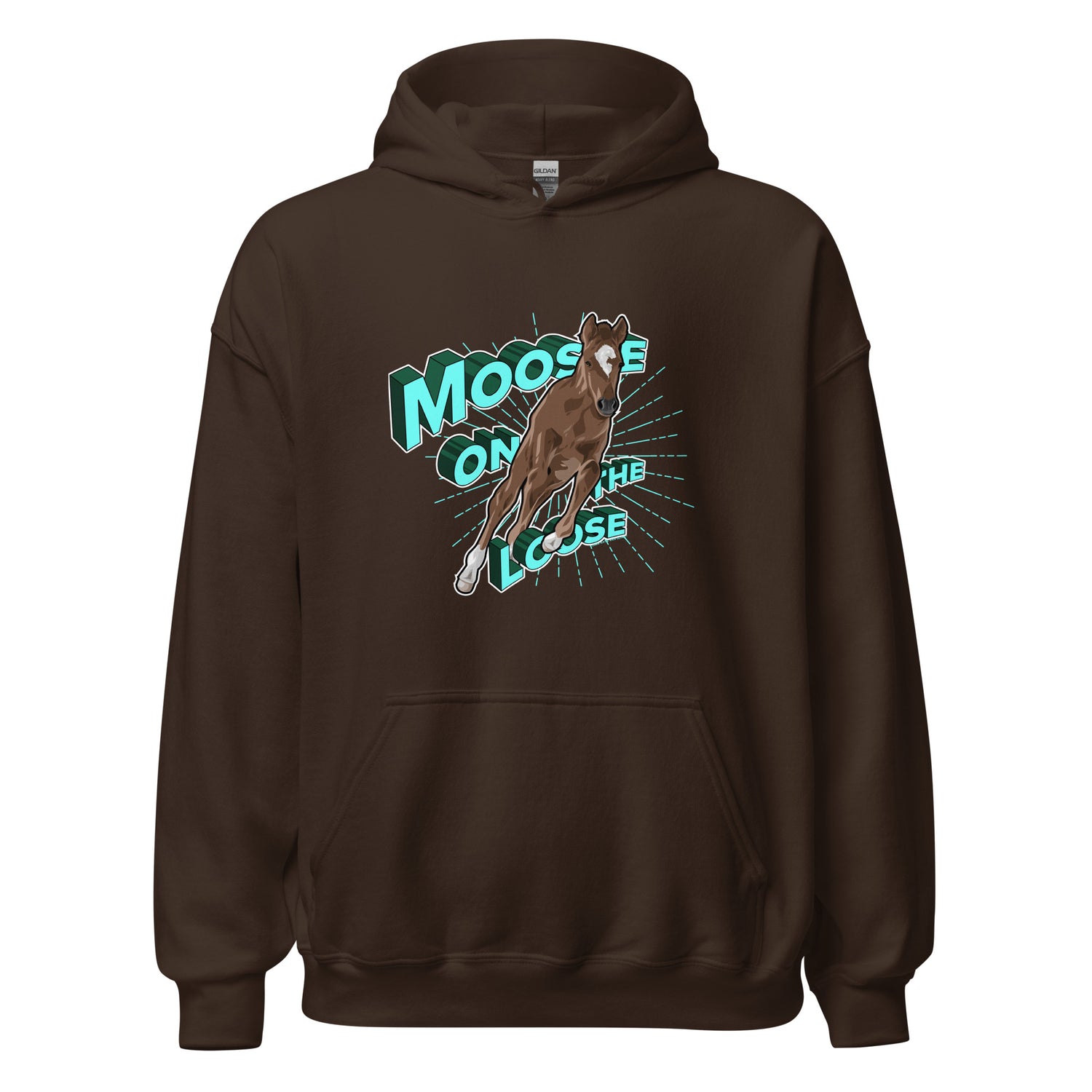 Moose On The Loose Hoodie by Katie Van Slyke - Dark Chocolate