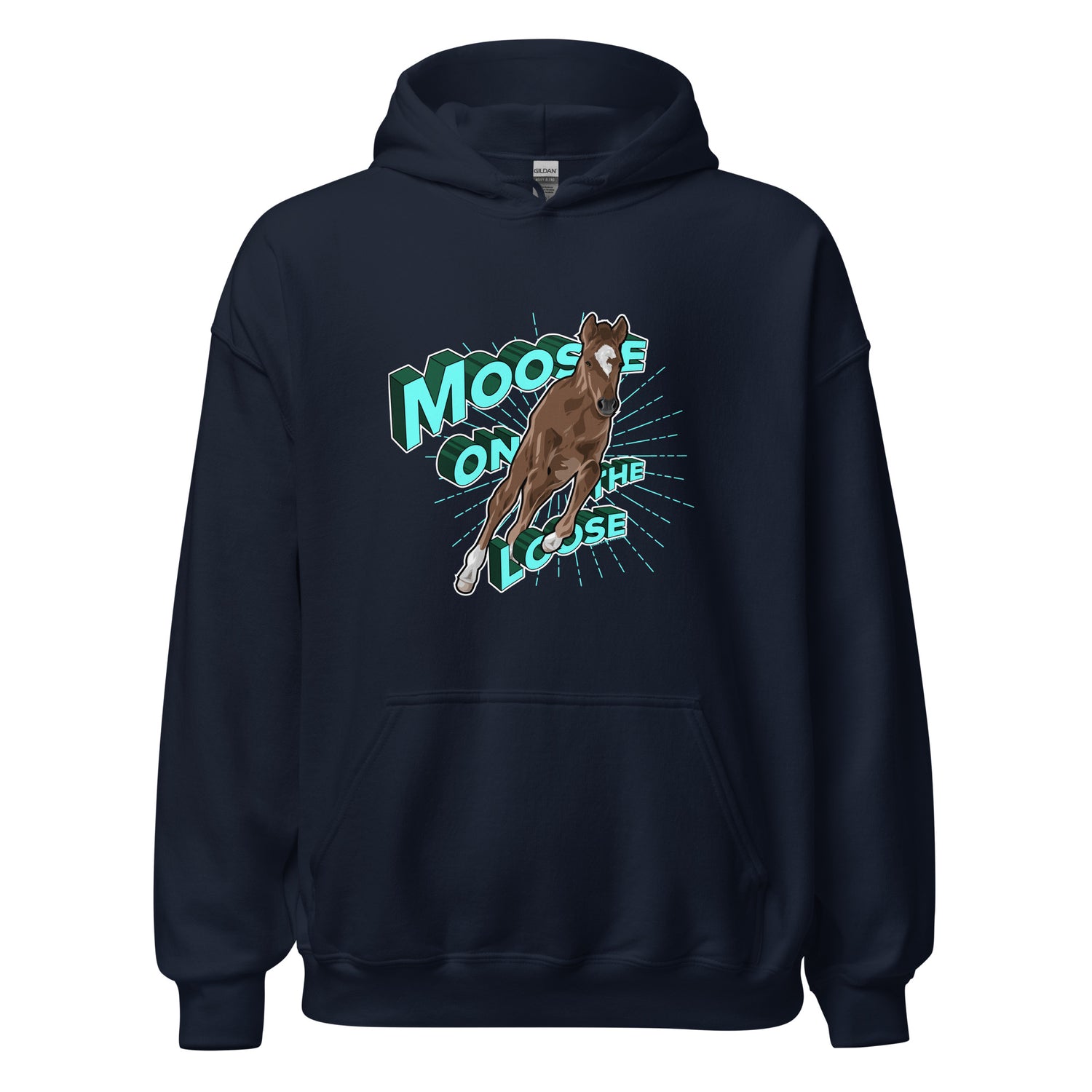 Moose On The Loose Hoodie by Katie Van Slyke - Navy