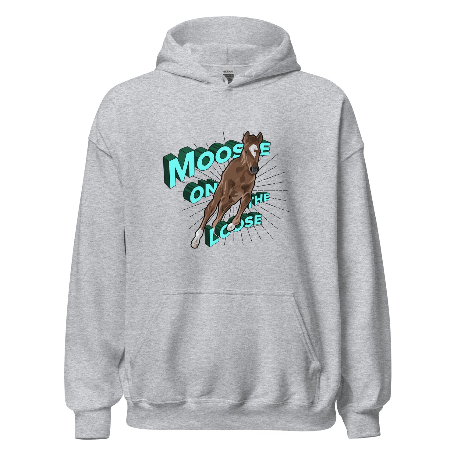 Moose On The Loose Hoodie by Katie Van Slyke - Sport Grey