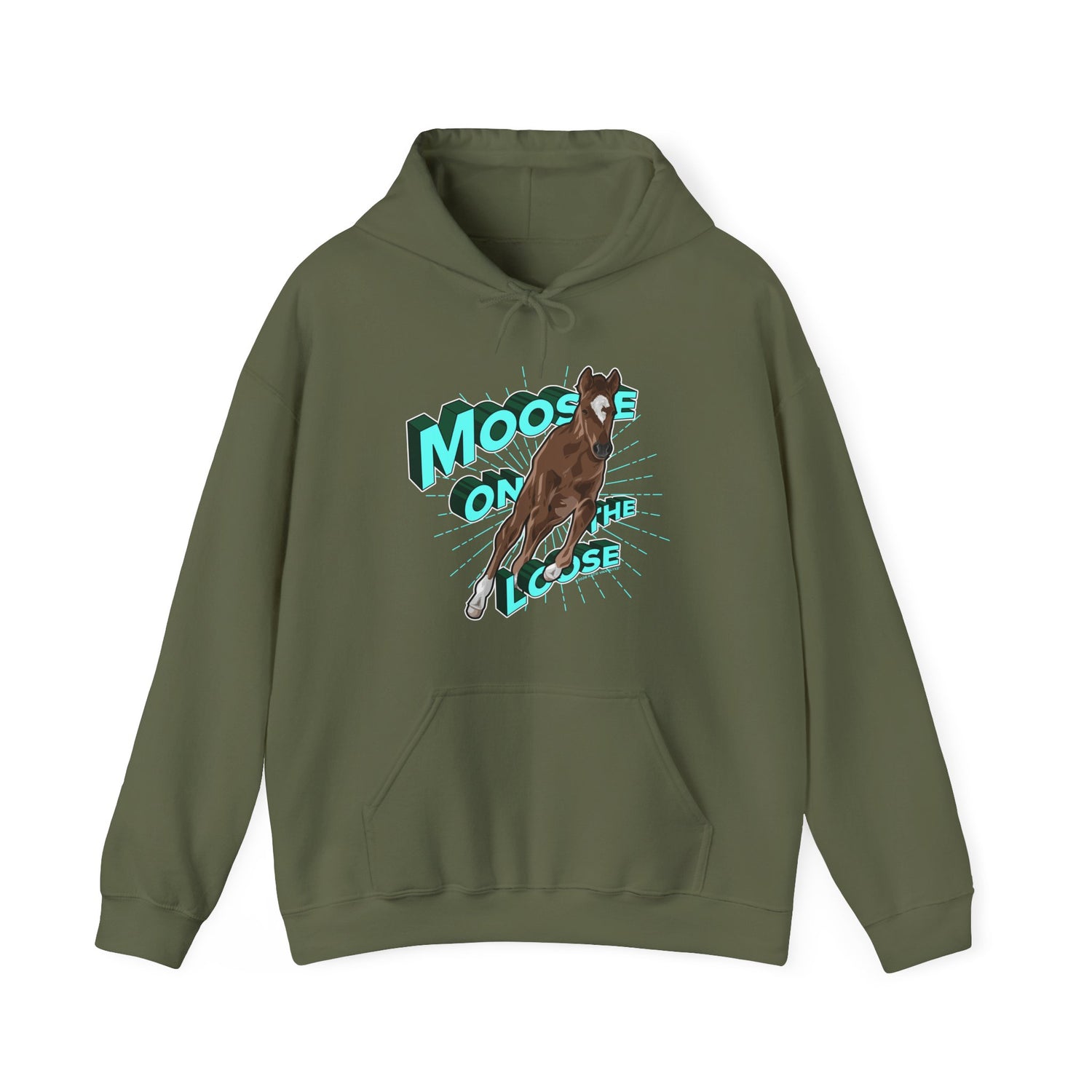 Moose On The Loose Hoodie by Katie Van Slyke® Military Green