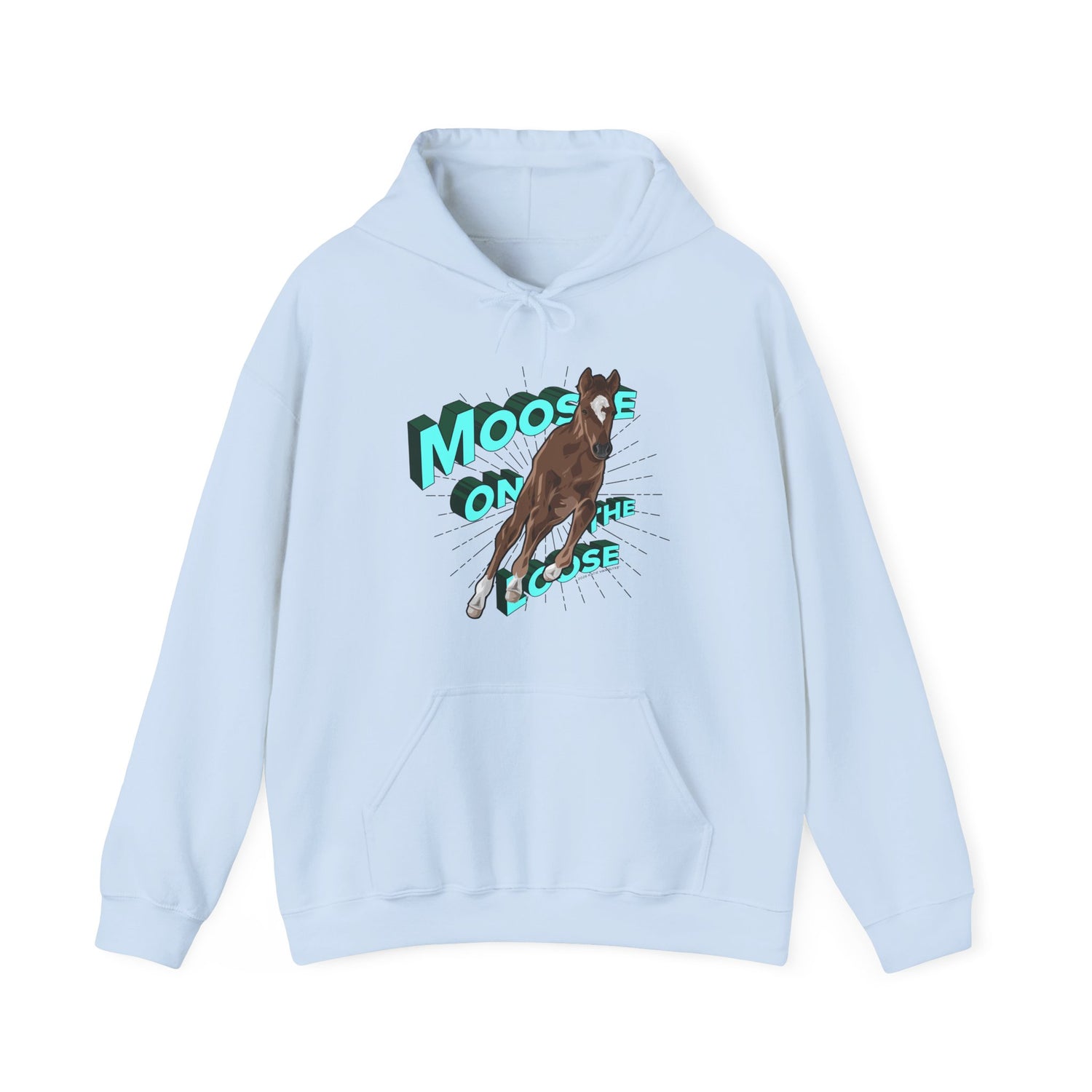 Moose On The Loose Hoodie by Katie Van Slyke® Light Blue