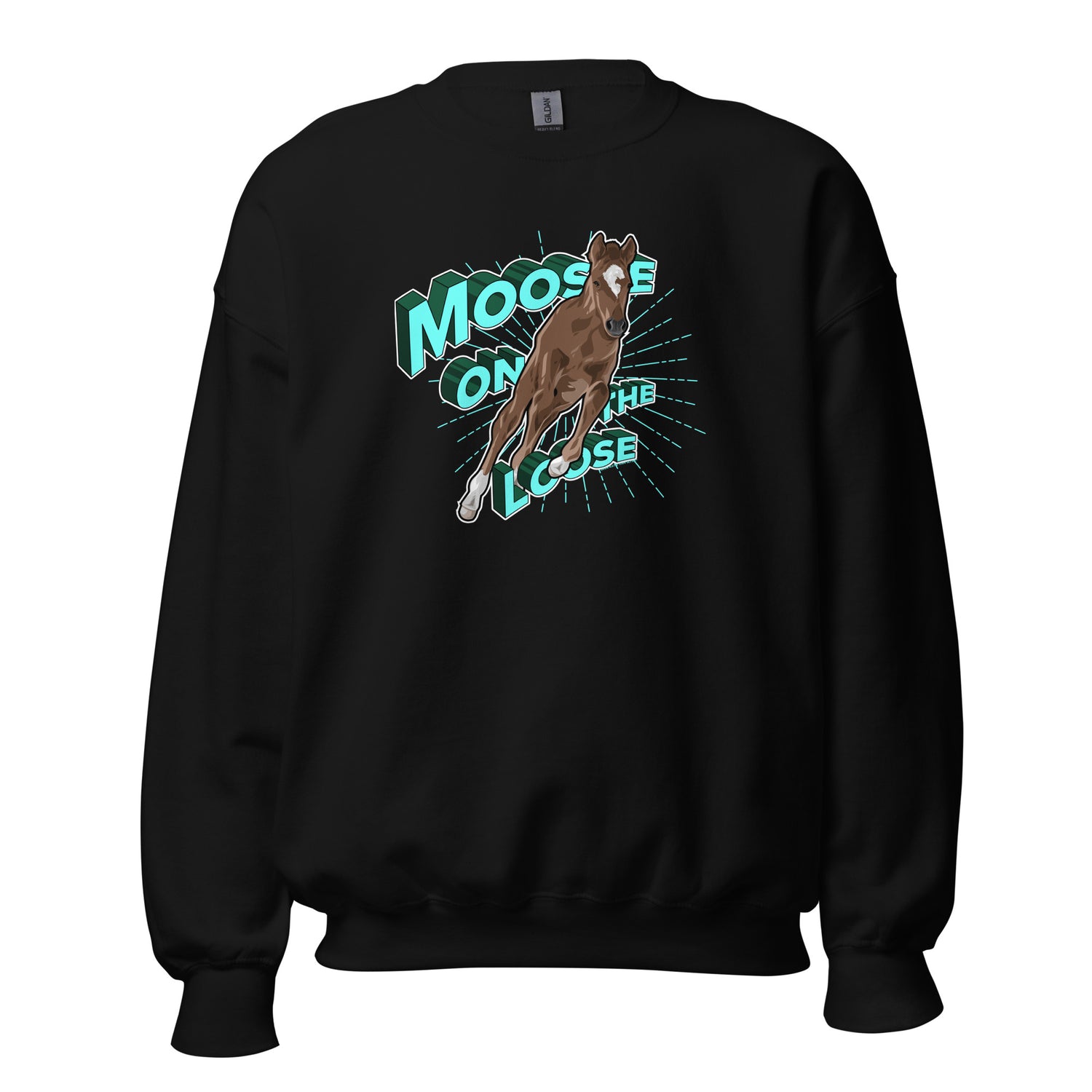 Moose On The Loose Sweatshirt by Katie Van Slyke - Black