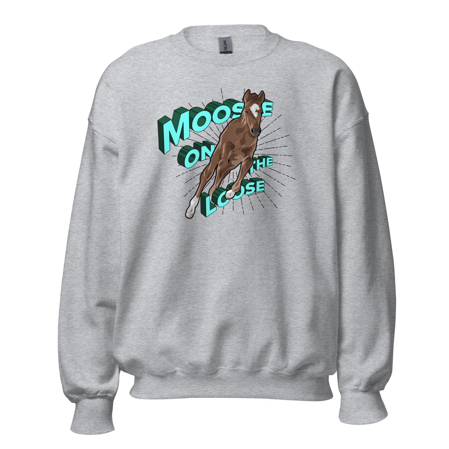 Moose On The Loose Sweatshirt by Katie Van Slyke - Sport Grey