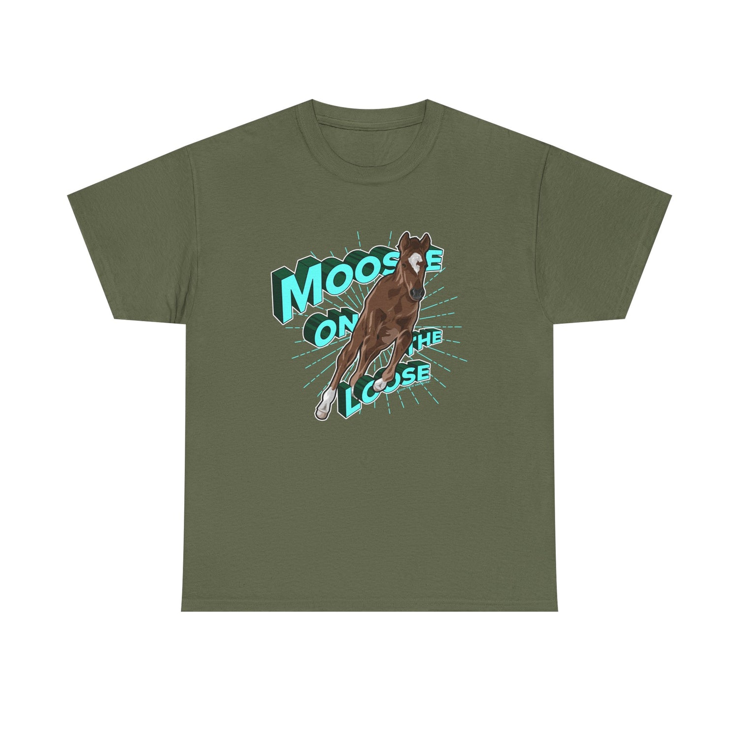 Moose On The Loose T-Shirt by Katie Van Slyke® Military Green