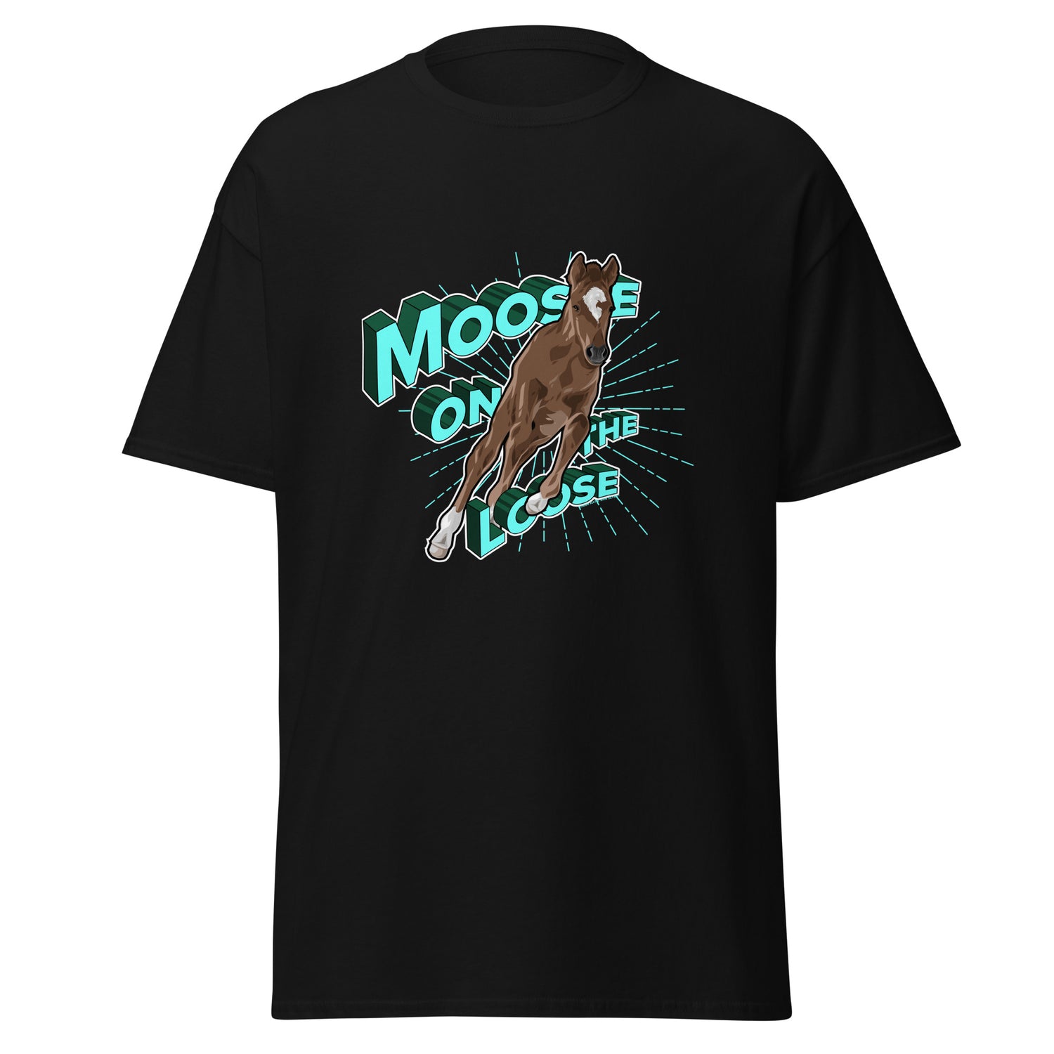 Moose On The Loose T-Shirt by Katie Van Slyke - Black