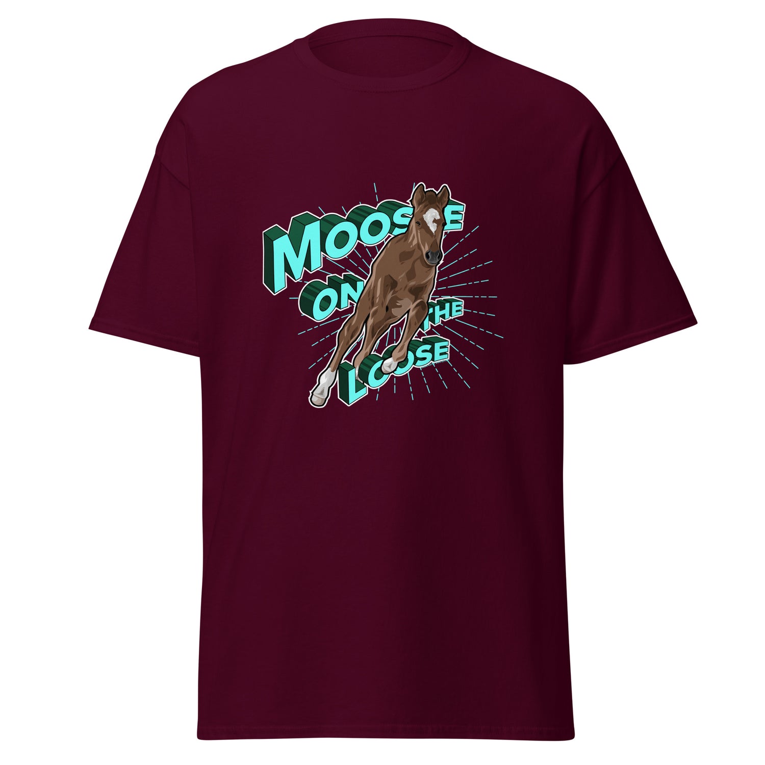 Moose On The Loose T-Shirt by Katie Van Slyke - Maroon