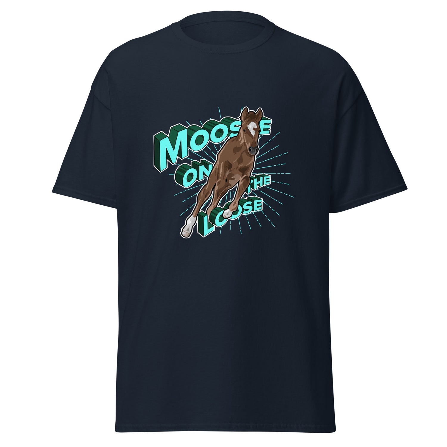 Moose On The Loose T-Shirt by Katie Van Slyke - Navy