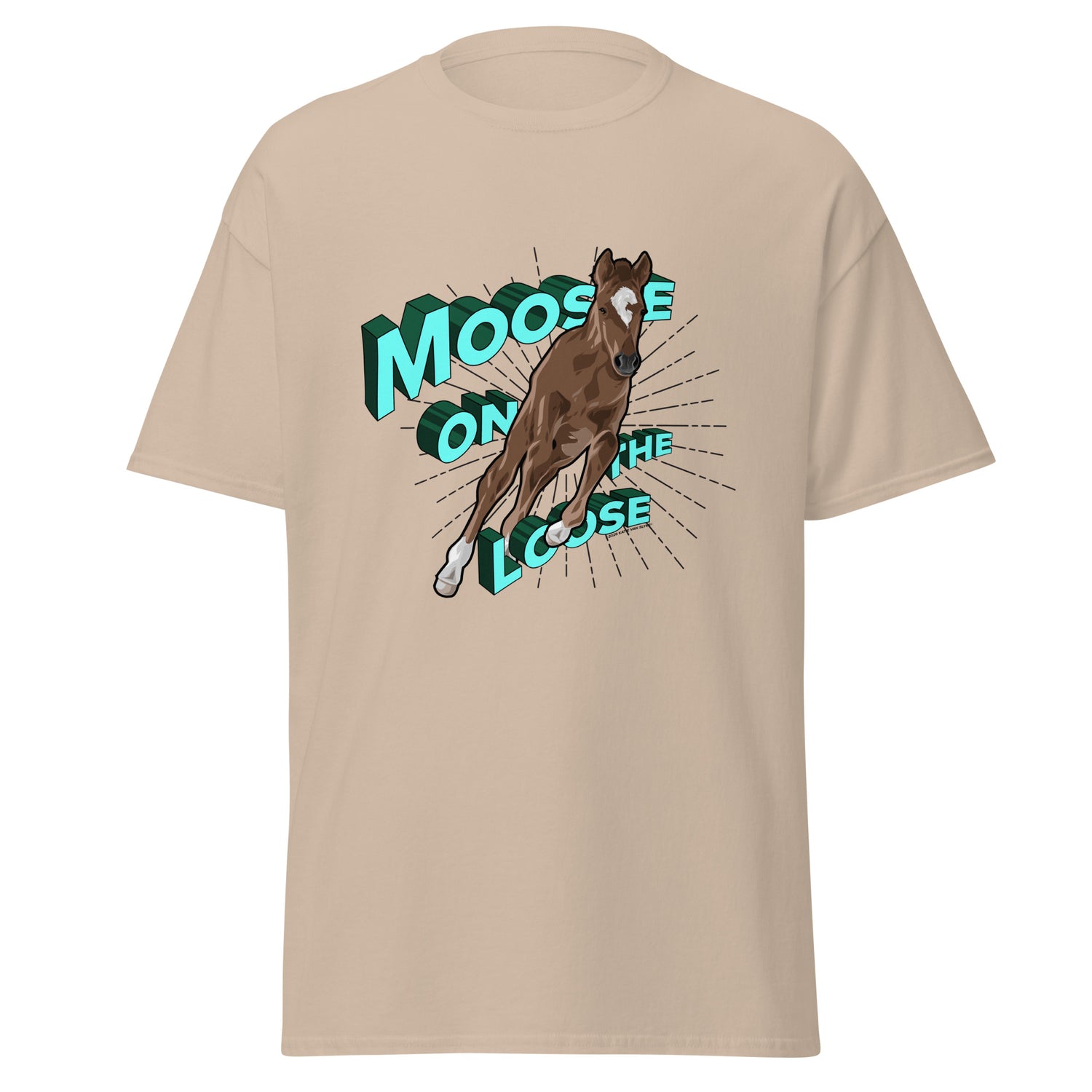 Moose On The Loose T-Shirt by Katie Van Slyke - Sand